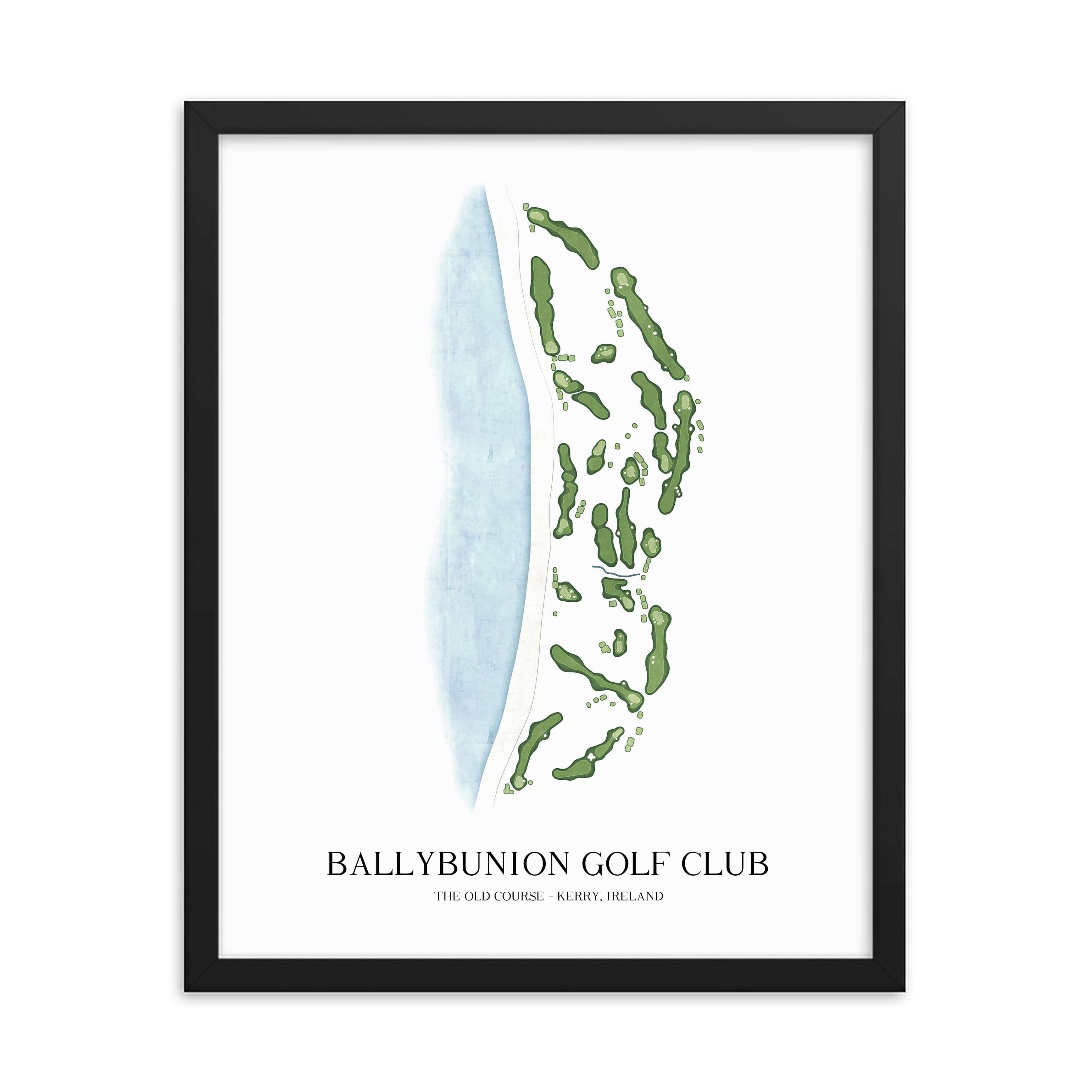 The 19th Hole Golf Shop - Golf Course Prints - 8" x 10" / Black Ballybunion Golf Club Golf Course Map Golf Map