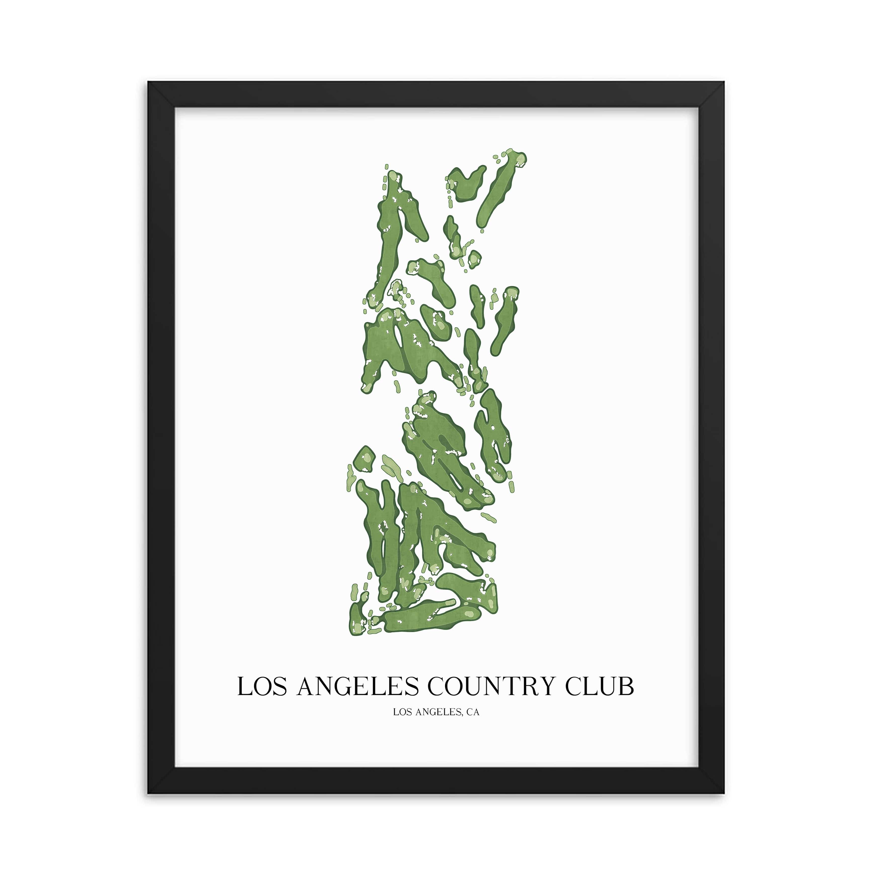 The 19th Hole Golf Shop - Golf Course Prints - 8" x 10" / Black Los Angeles Country Club Golf Course Map Golf Map