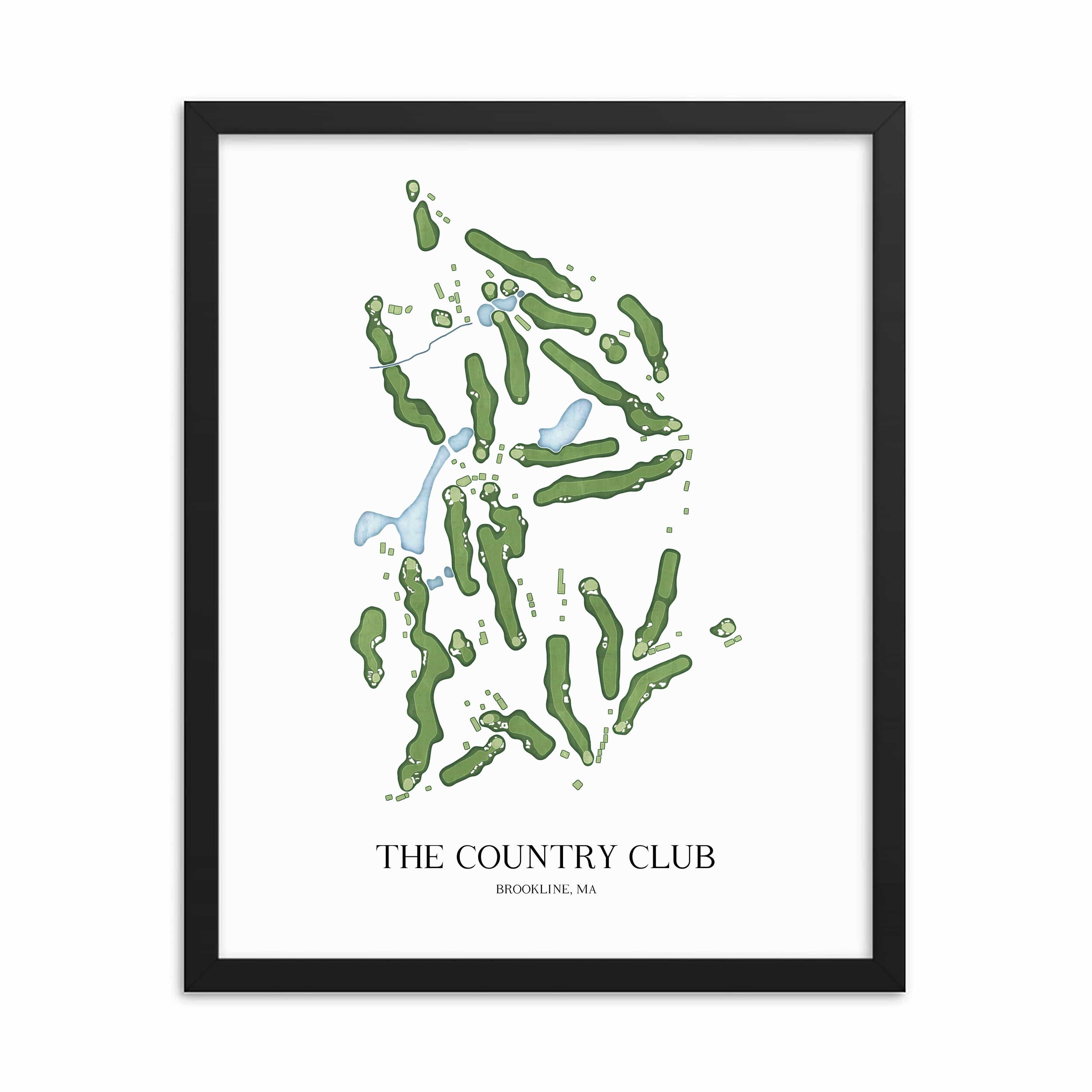 The 19th Hole Golf Shop - Golf Course Prints - 8" x 10" / Black The Country Club Golf Course Map Golf Map