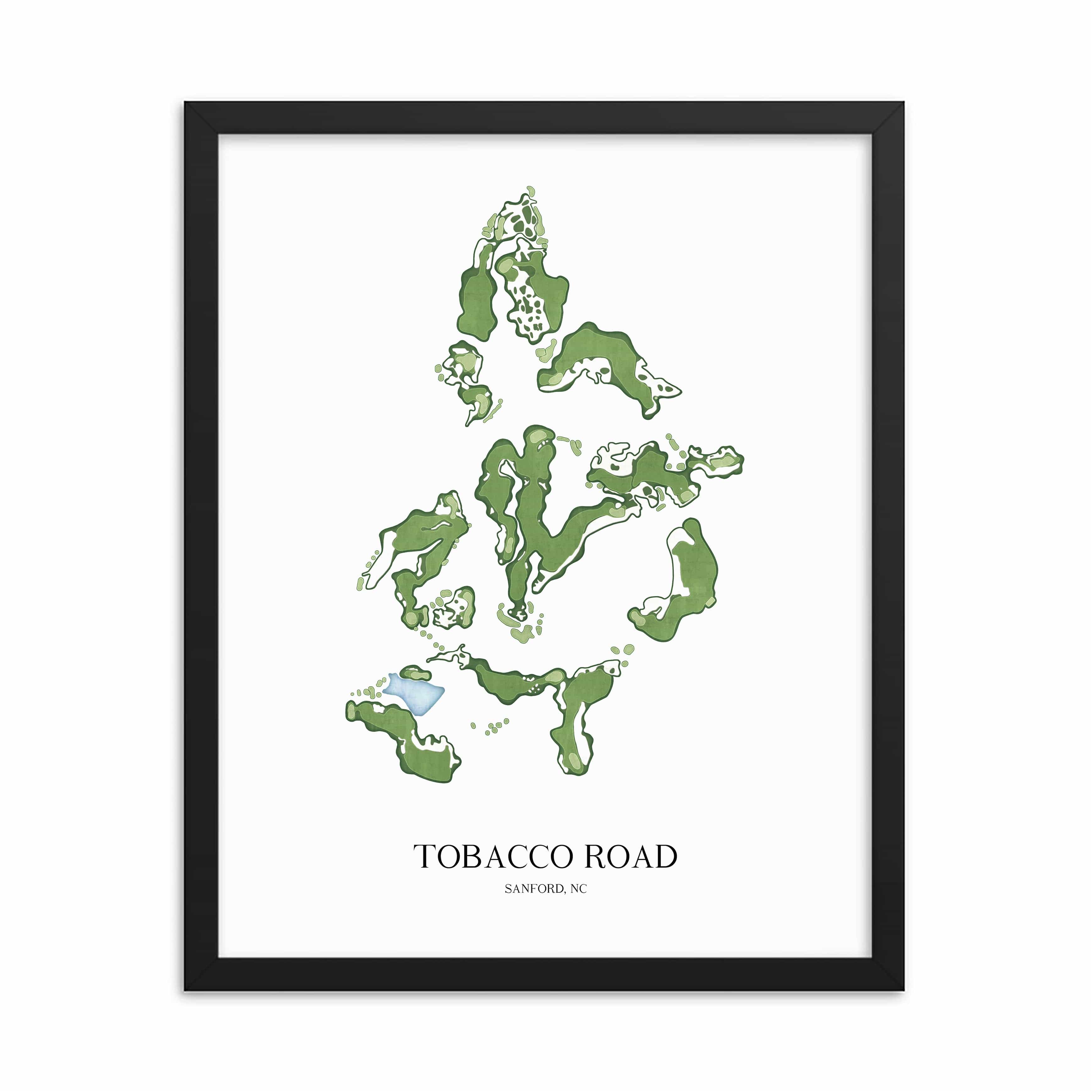 The 19th Hole Golf Shop - Golf Course Prints - 8" x 10" / Black Tobacco Road Golf Course Map Golf Map