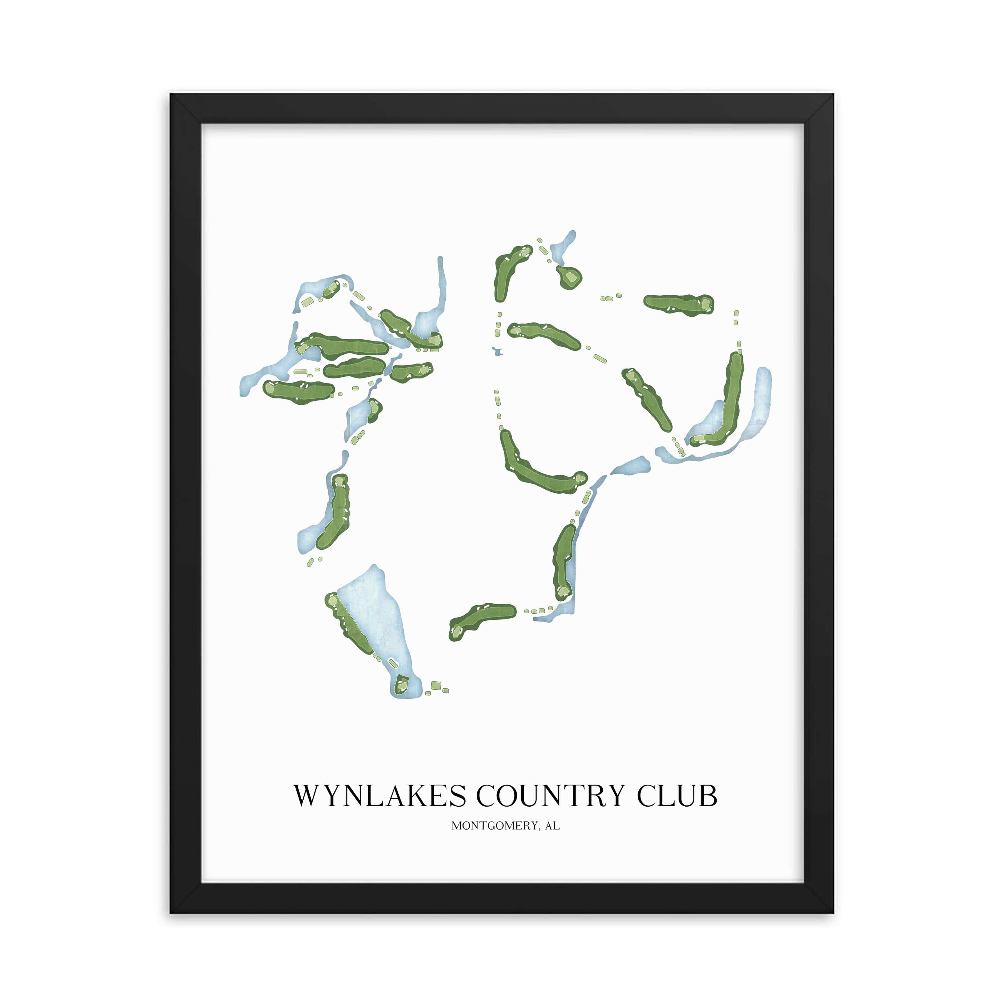 The 19th Hole Golf Shop - Golf Course Prints - 8" x 10" / Black Wynlakes Country Club Golf Course Map Golf Map