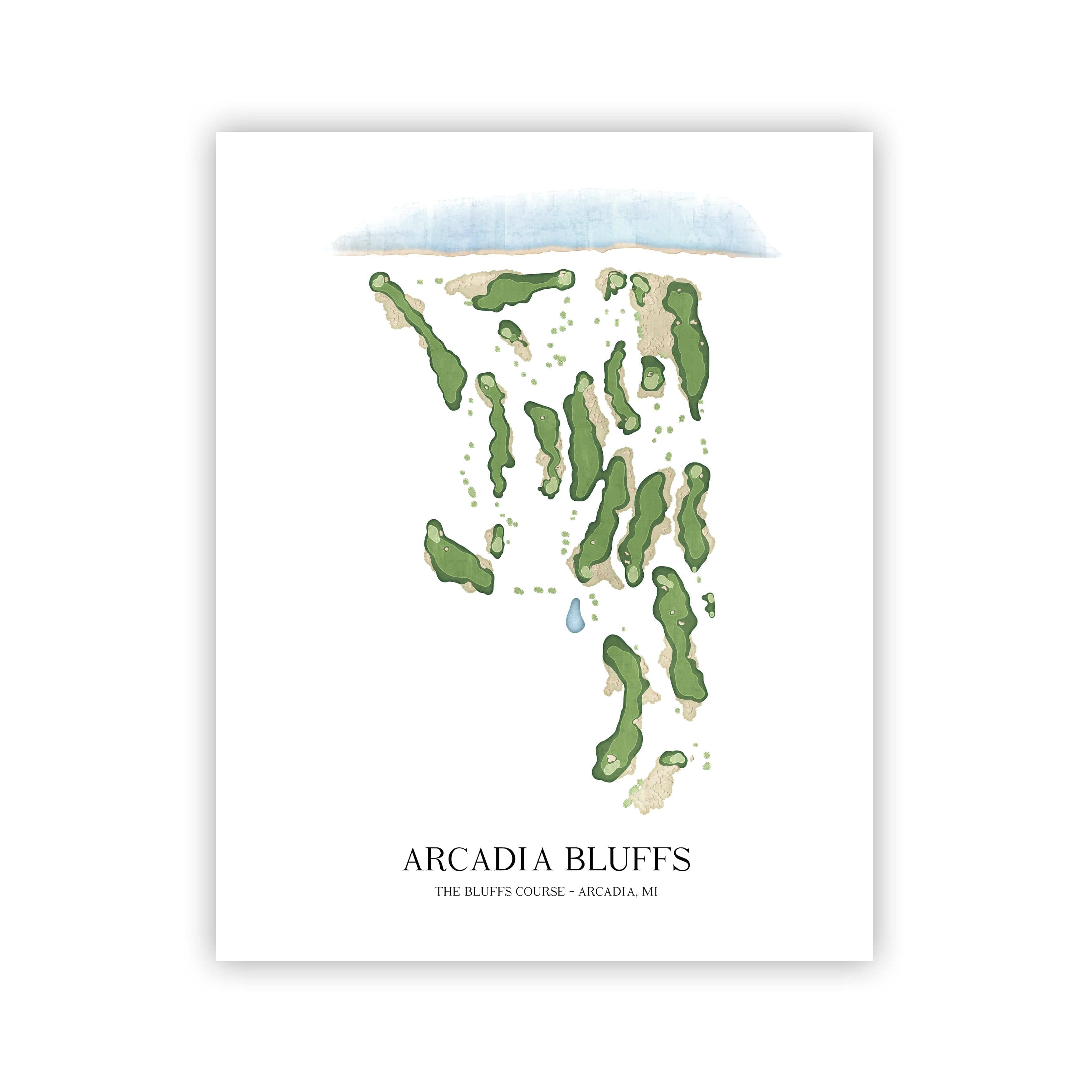 The 19th Hole Golf Shop - Golf Course Prints - 8" x 10" / No Frame Arcadia Bluffs Golf Course Map Golf Map