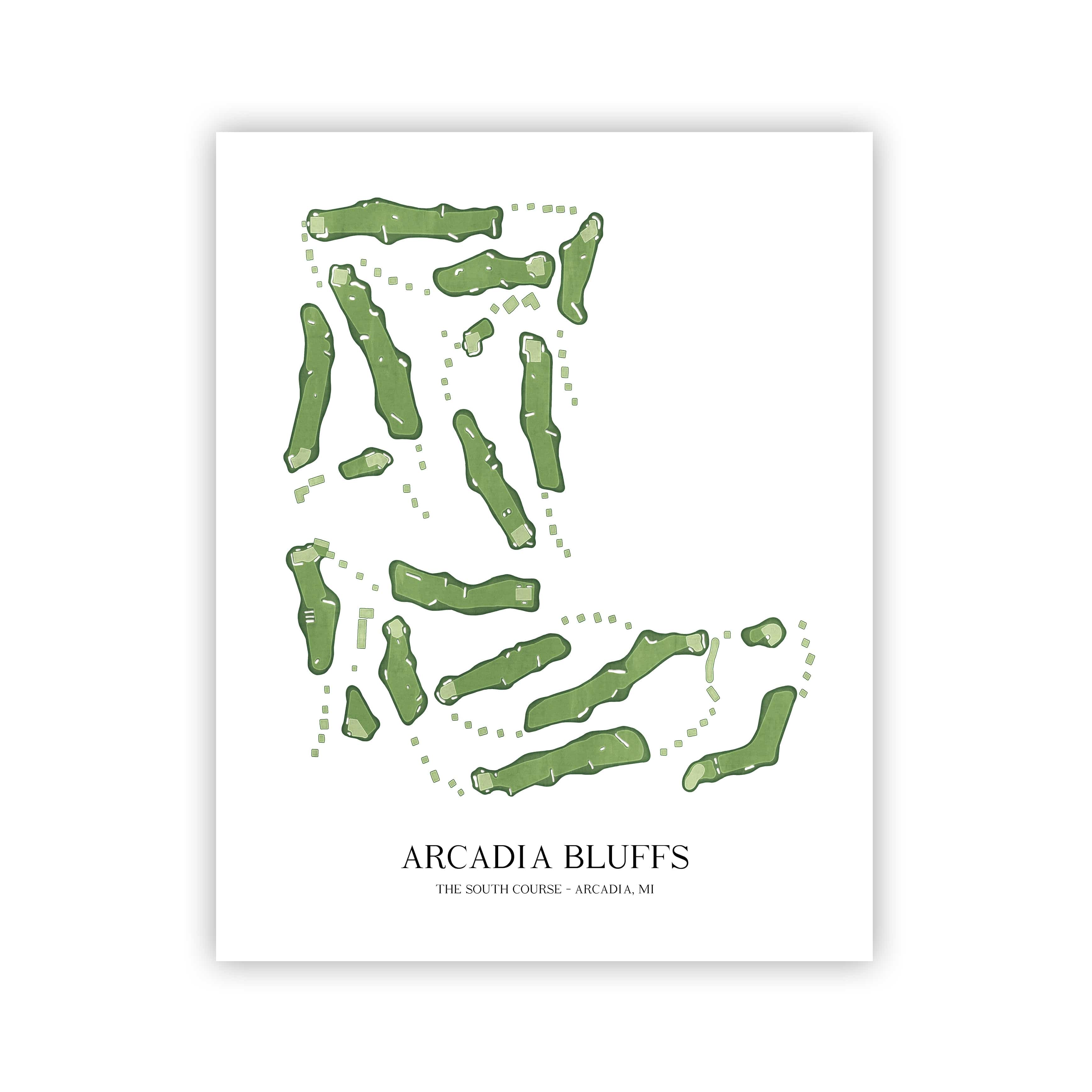 The 19th Hole Golf Shop - Golf Course Prints - 8" x 10" / No Frame Arcadia Bluffs South Golf Course Map Golf Map