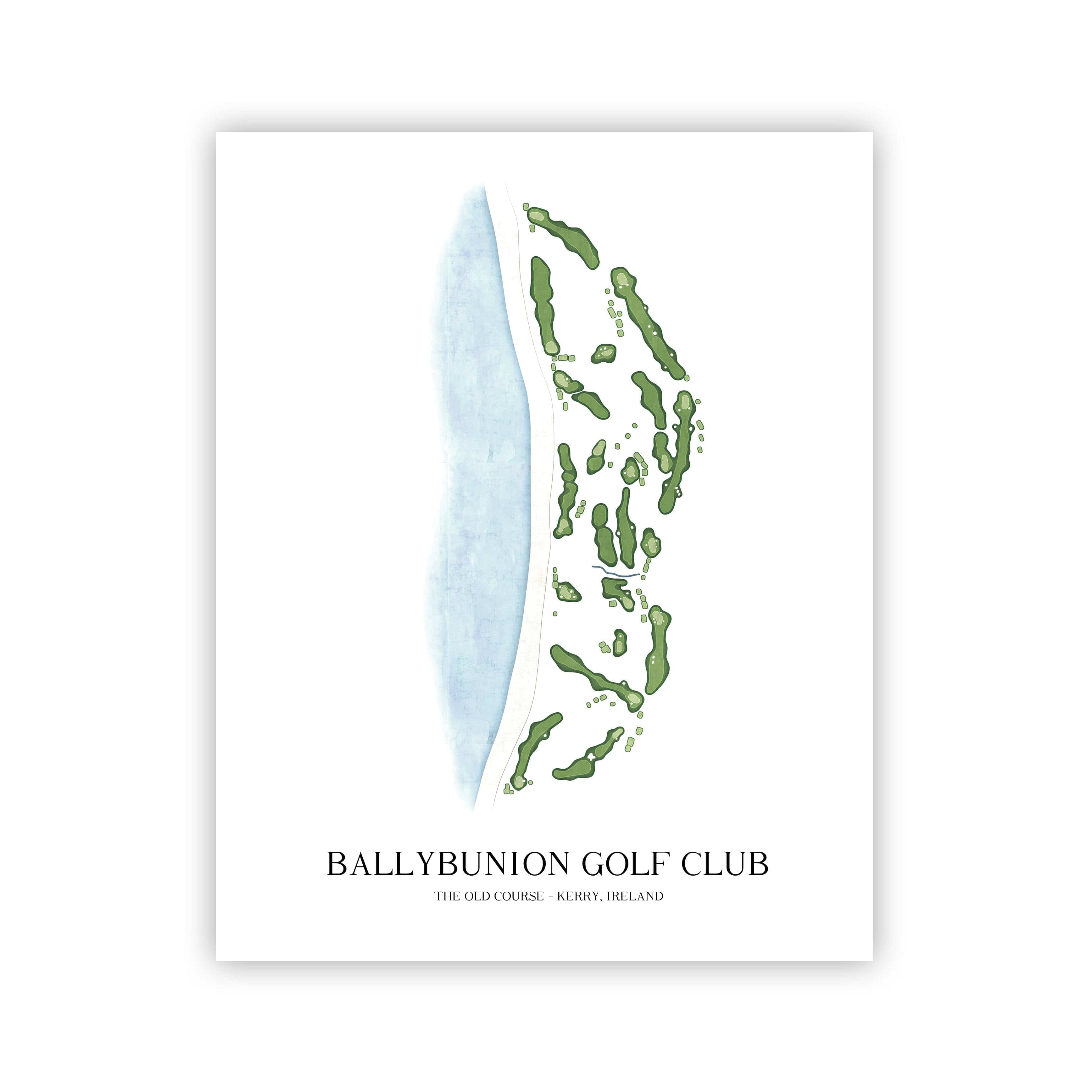 The 19th Hole Golf Shop - Golf Course Prints - 8" x 10" / No Frame Ballybunion Golf Club Golf Course Map Golf Map