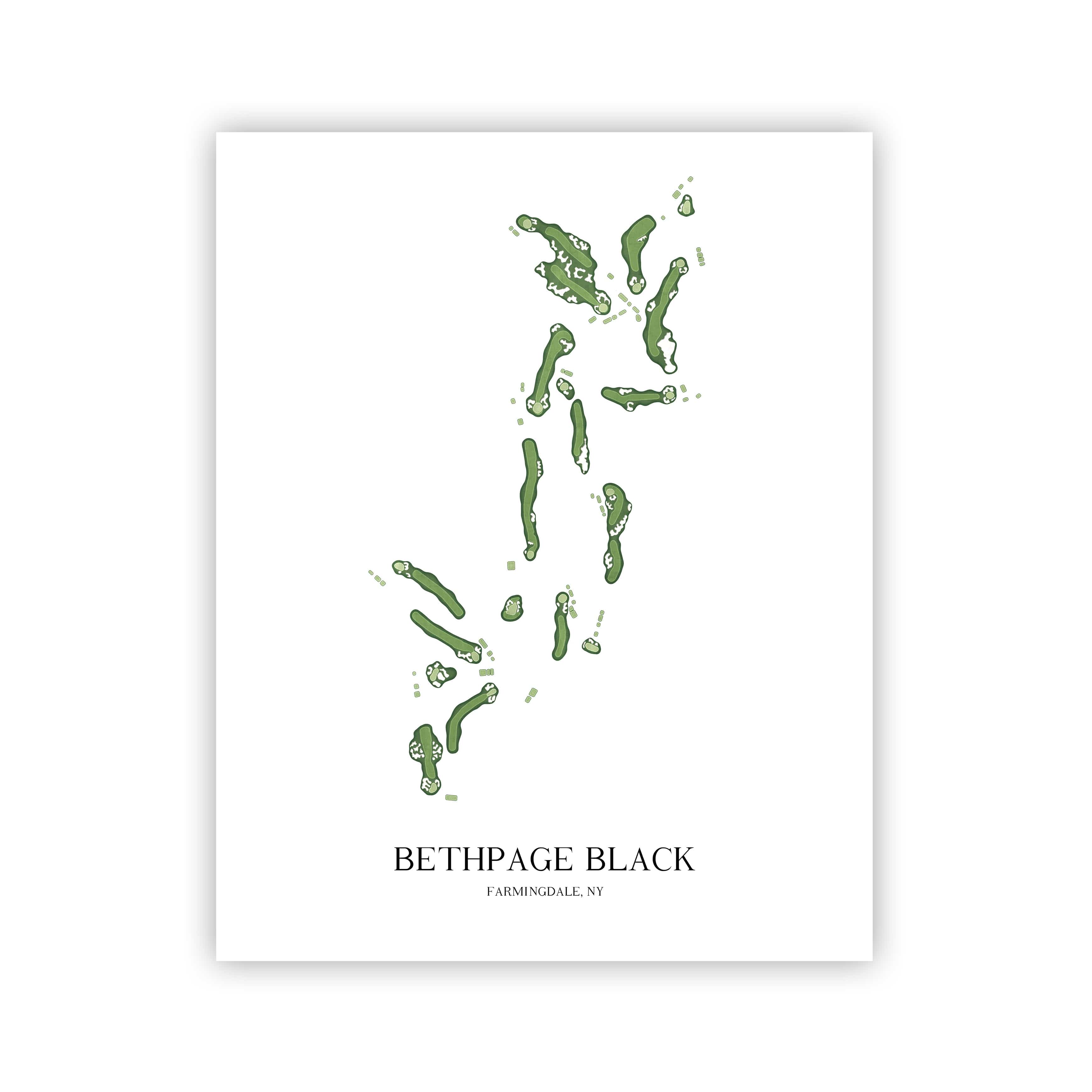 The 19th Hole Golf Shop - Golf Course Prints - 8" x 10" / No Frame Bethpage Black Golf Course Map Golf Map