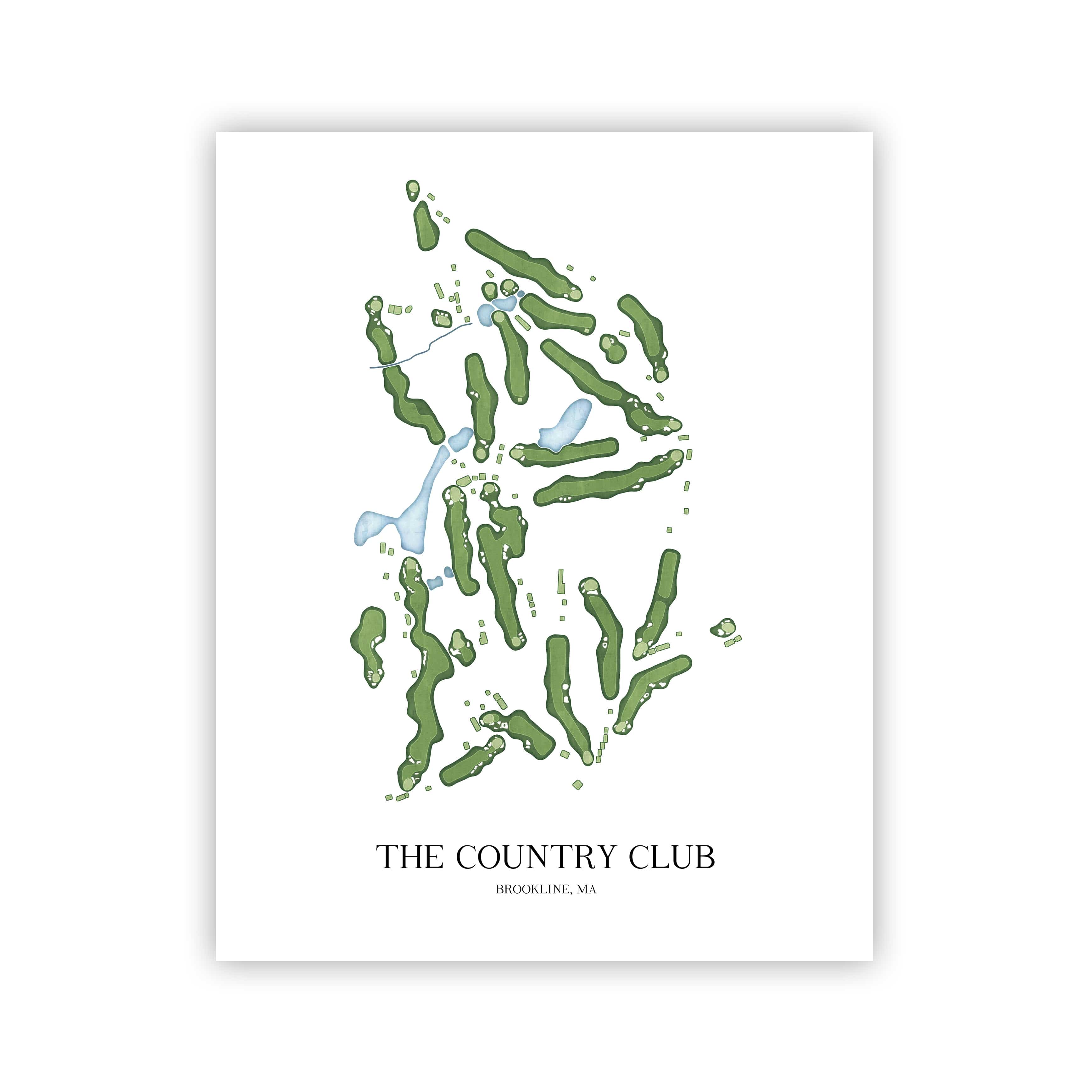 The 19th Hole Golf Shop - Golf Course Prints - 8" x 10" / No Frame The Country Club Golf Course Map Golf Map