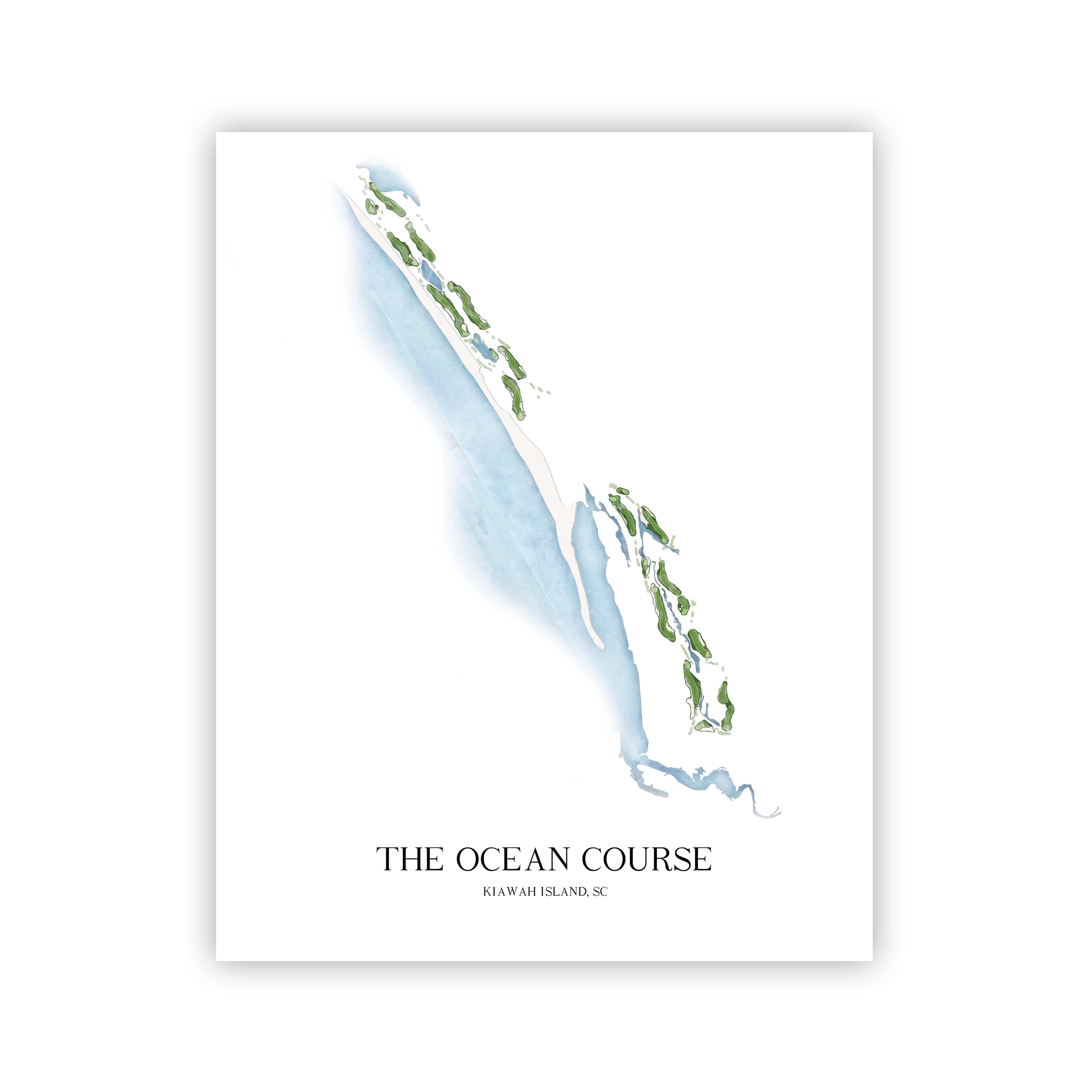 The 19th Hole Golf Shop - Golf Course Prints - 8" x 10" / No Frame The Ocean Course - Kiawah Golf Course Map Golf Map
