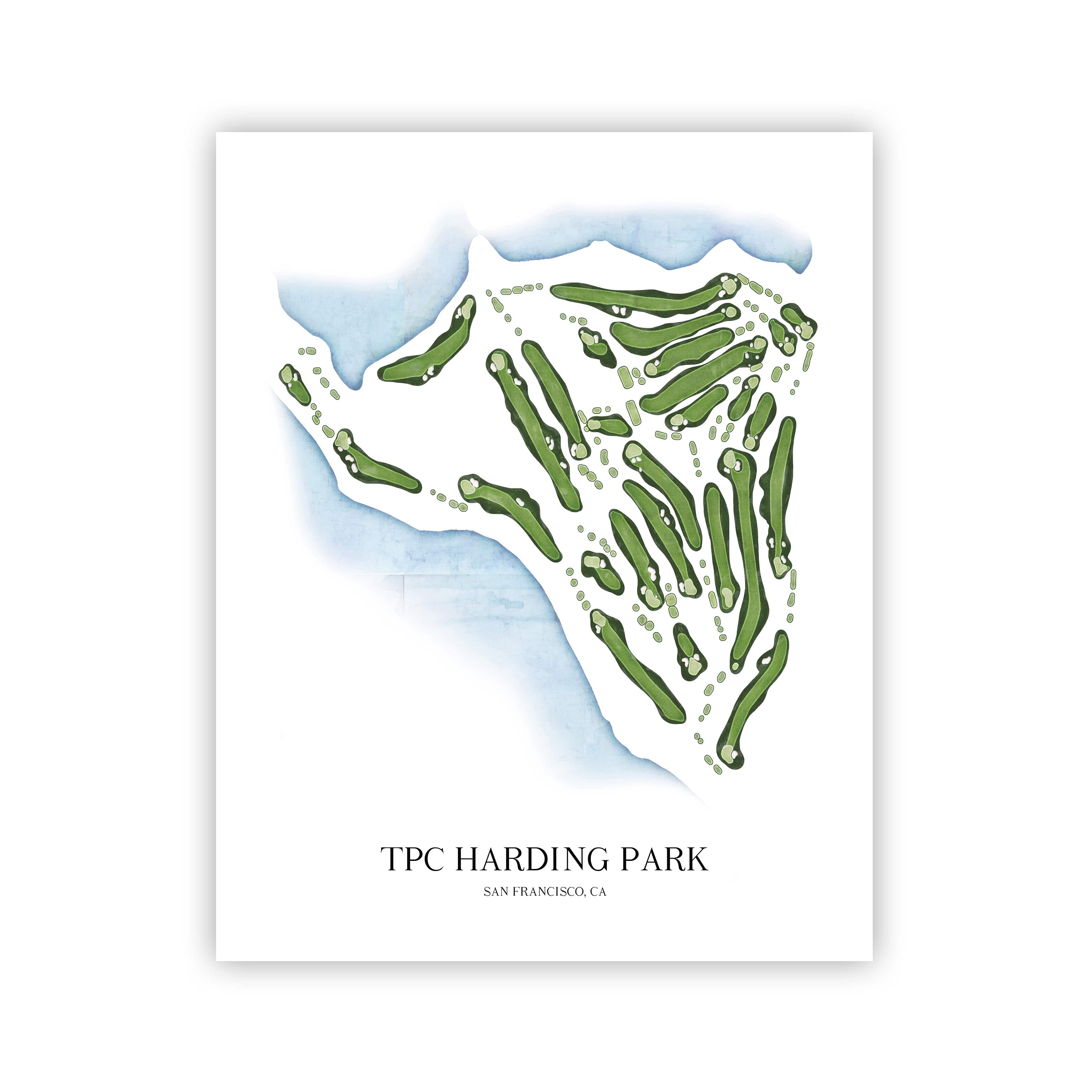 The 19th Hole Golf Shop - Golf Course Prints - 8" x 10" / No Frame TPC Harding Park Golf Course Map Golf Map