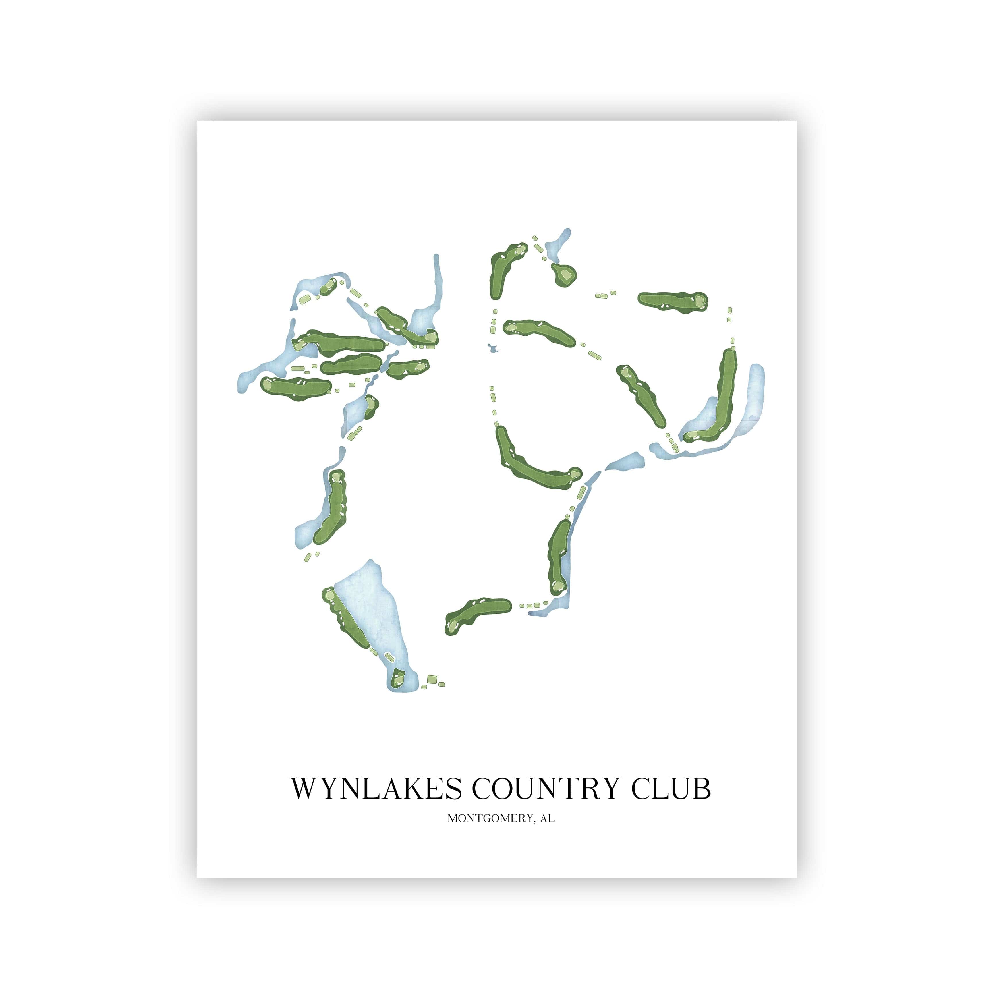The 19th Hole Golf Shop - Golf Course Prints - 8" x 10" / No Frame Wynlakes Country Club Golf Course Map Golf Map