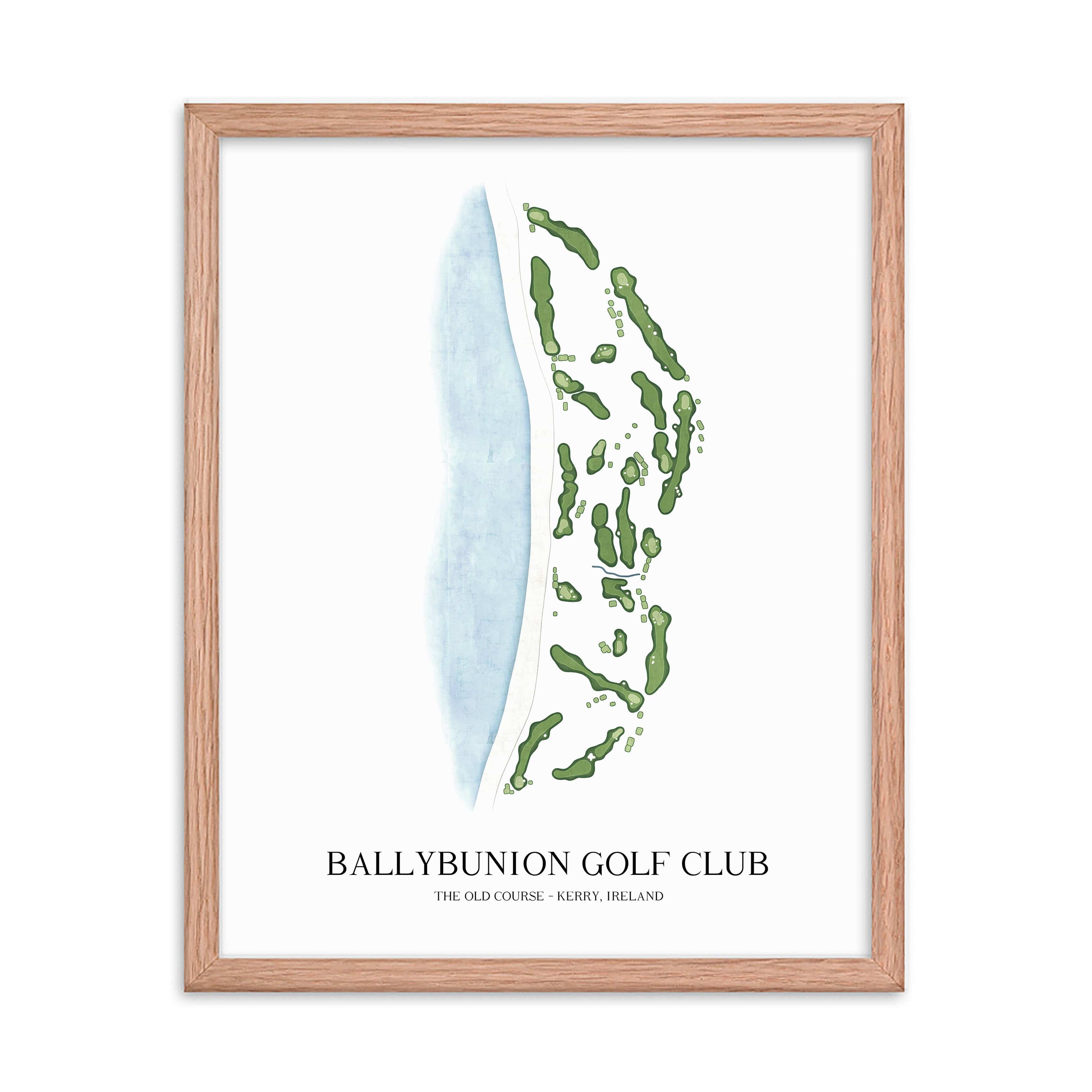 The 19th Hole Golf Shop - Golf Course Prints - 8" x 10" / Oak Ballybunion Golf Club Golf Course Map Golf Map