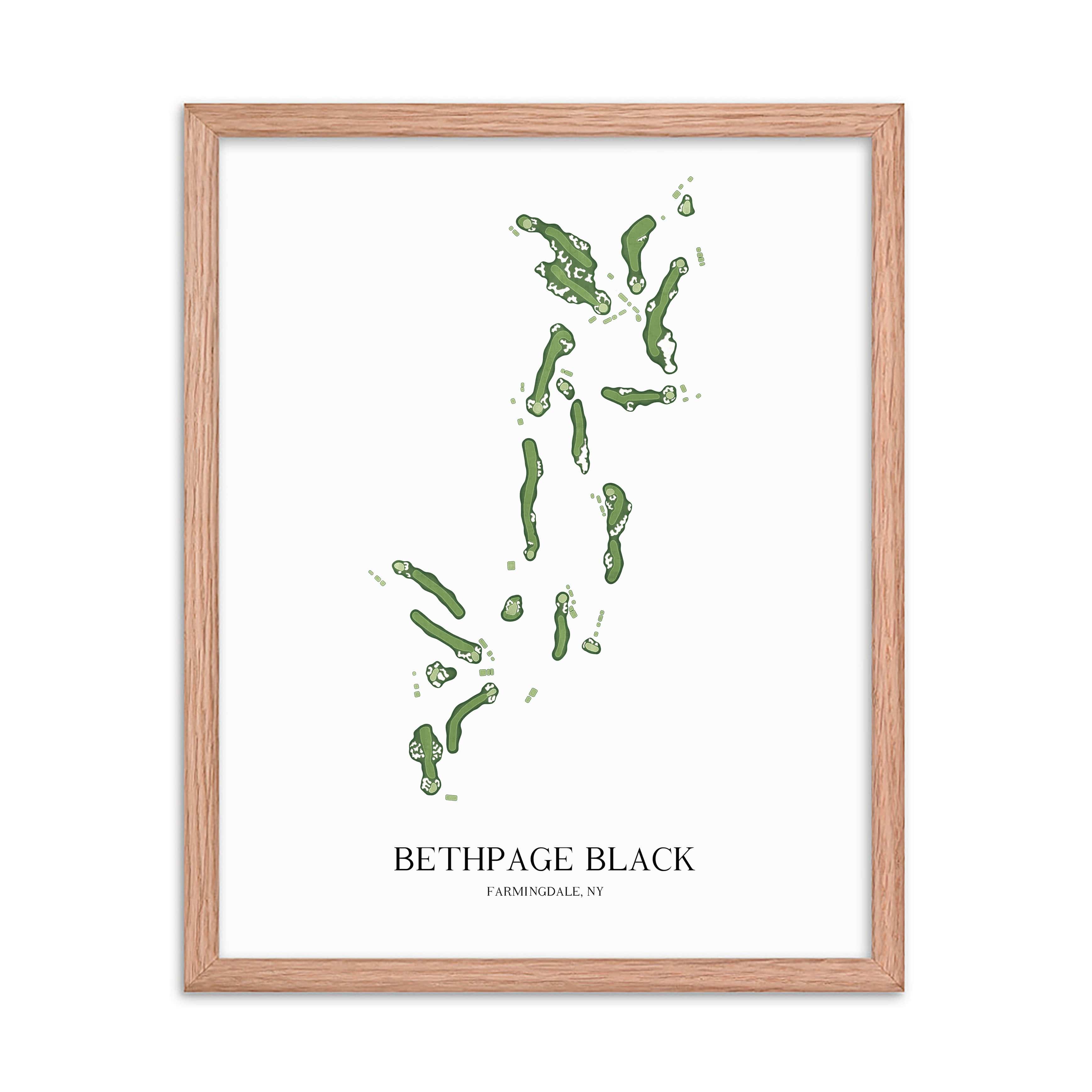 The 19th Hole Golf Shop - Golf Course Prints - 8" x 10" / Oak Bethpage Black Golf Course Map Golf Map