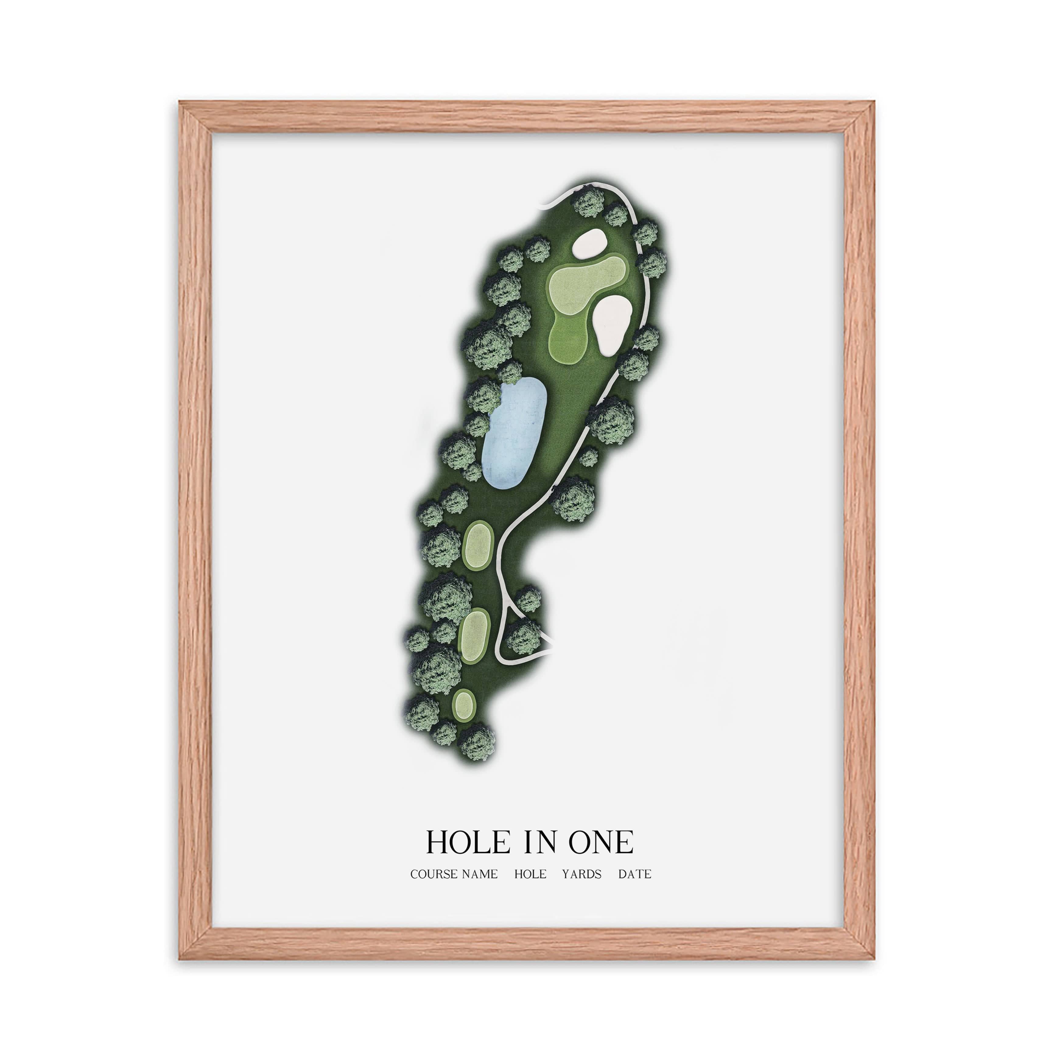 The 19th Hole Golf Shop - Golf Course Prints - 8" x 10" / Oak -Hole in One- Golf Course Map Golf Map