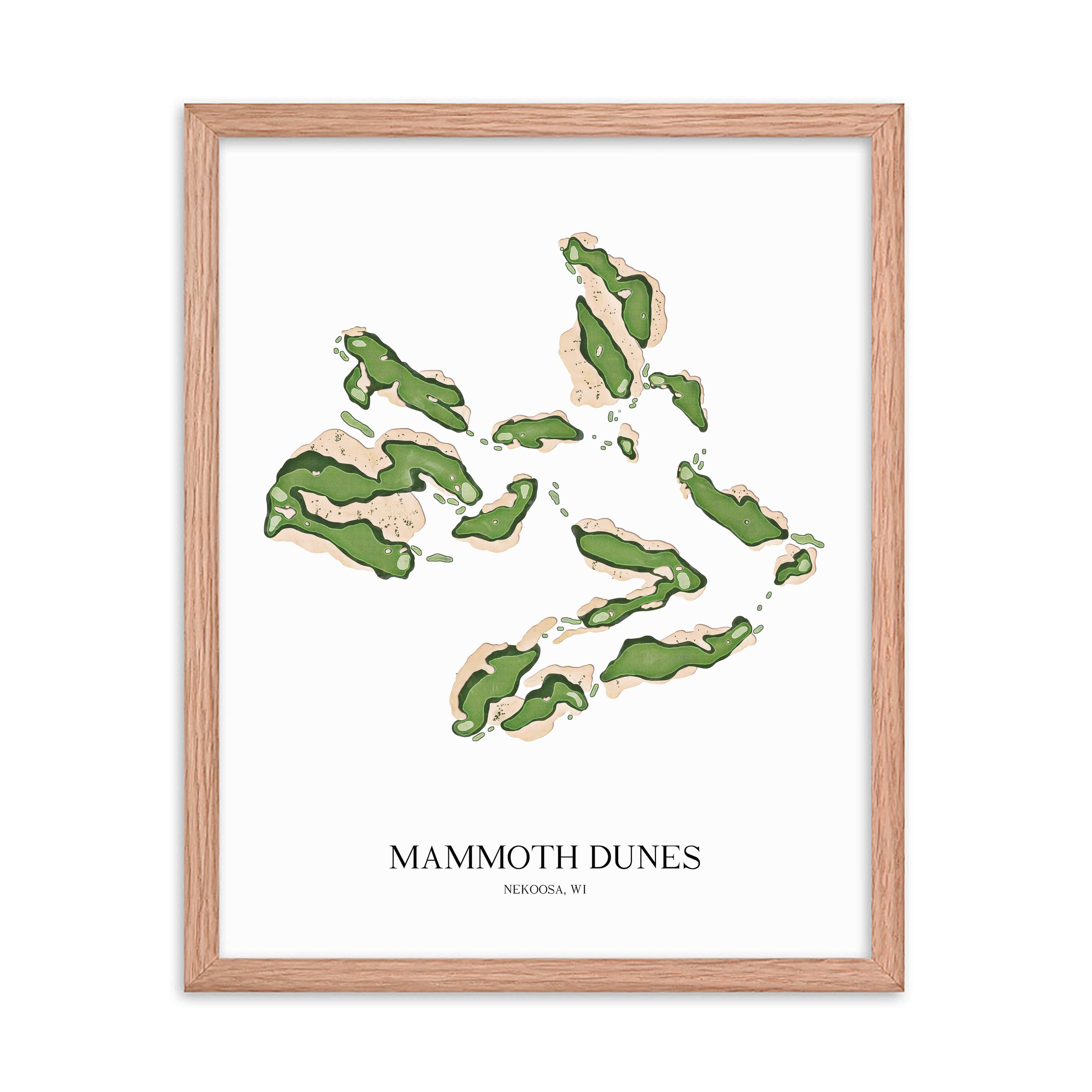 The 19th Hole Golf Shop - Golf Course Prints - 8" x 10" / Oak Mammoth Dunes Golf Course Map Golf Map