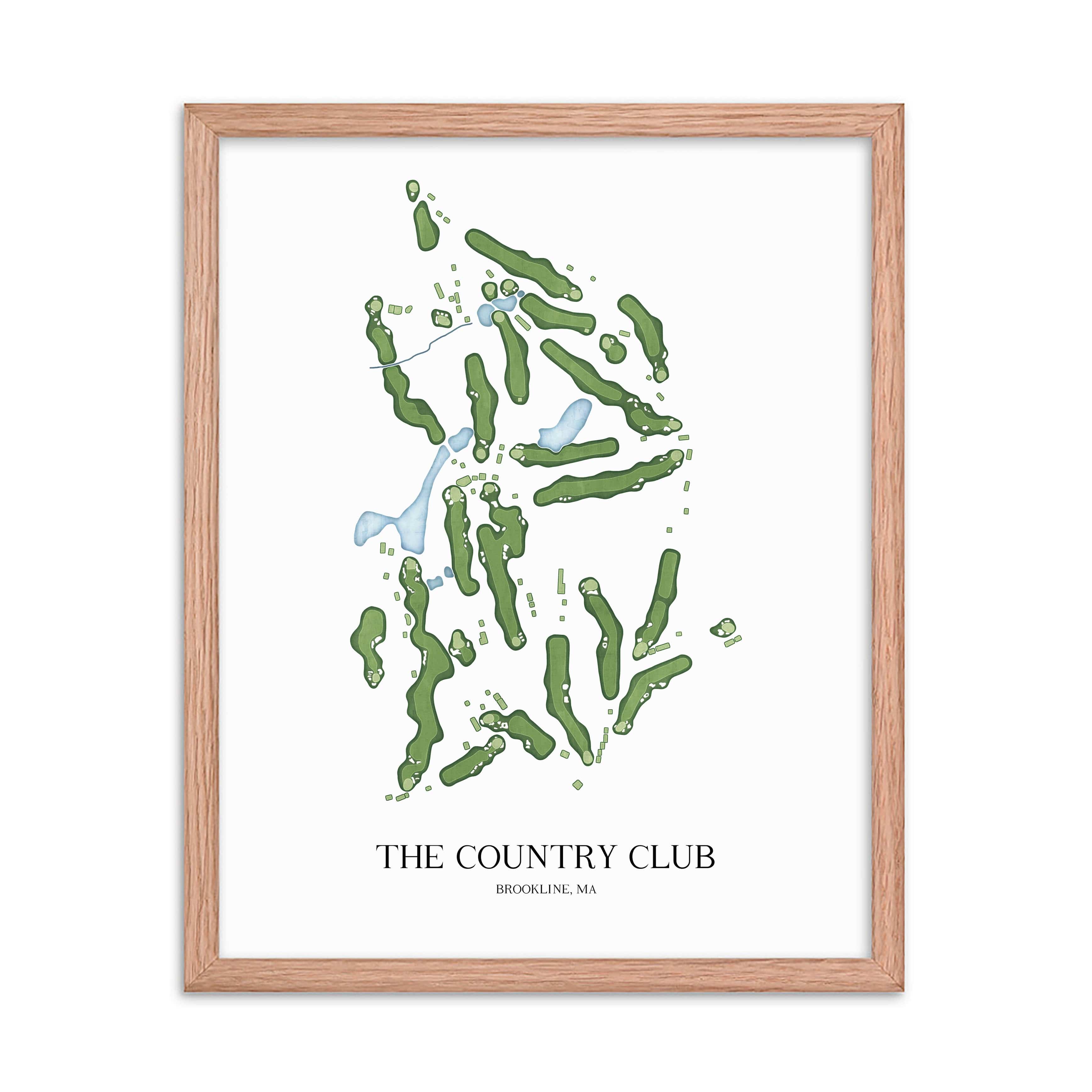 The 19th Hole Golf Shop - Golf Course Prints - 8" x 10" / Oak The Country Club Golf Course Map Golf Map