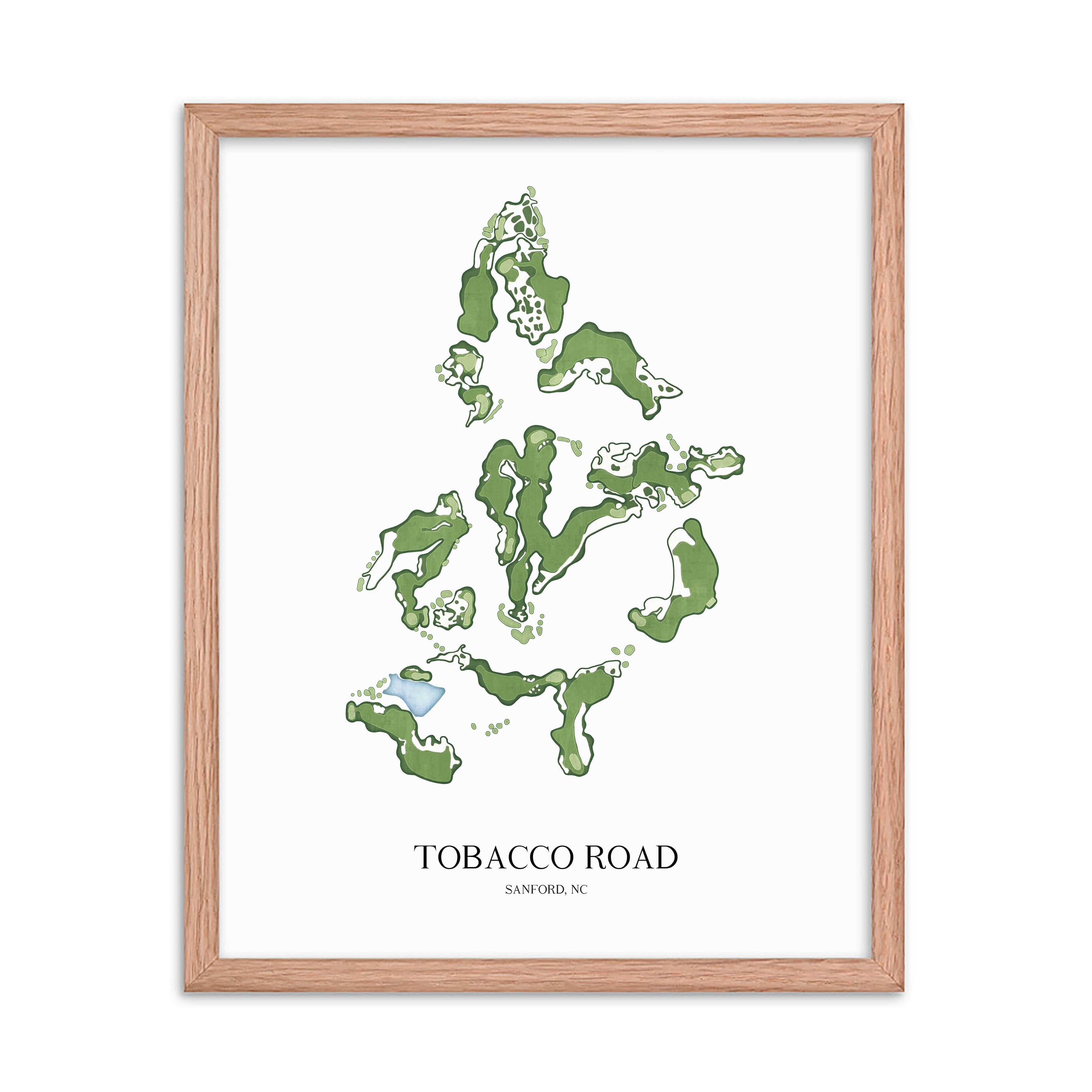 The 19th Hole Golf Shop - Golf Course Prints - 8" x 10" / Oak Tobacco Road Golf Course Map Golf Map