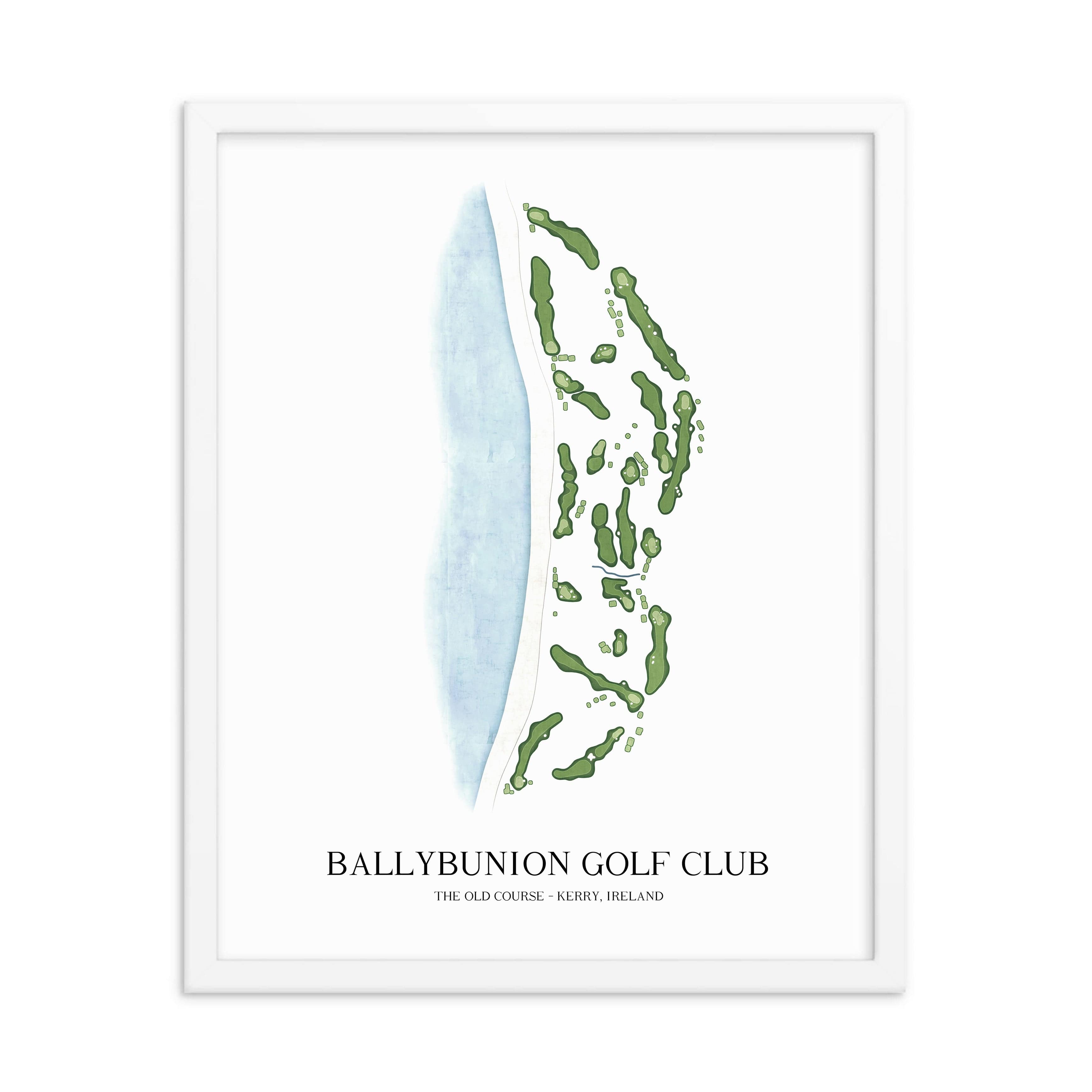 The 19th Hole Golf Shop - Golf Course Prints - 8" x 10" / White Ballybunion Golf Club Golf Course Map Golf Map