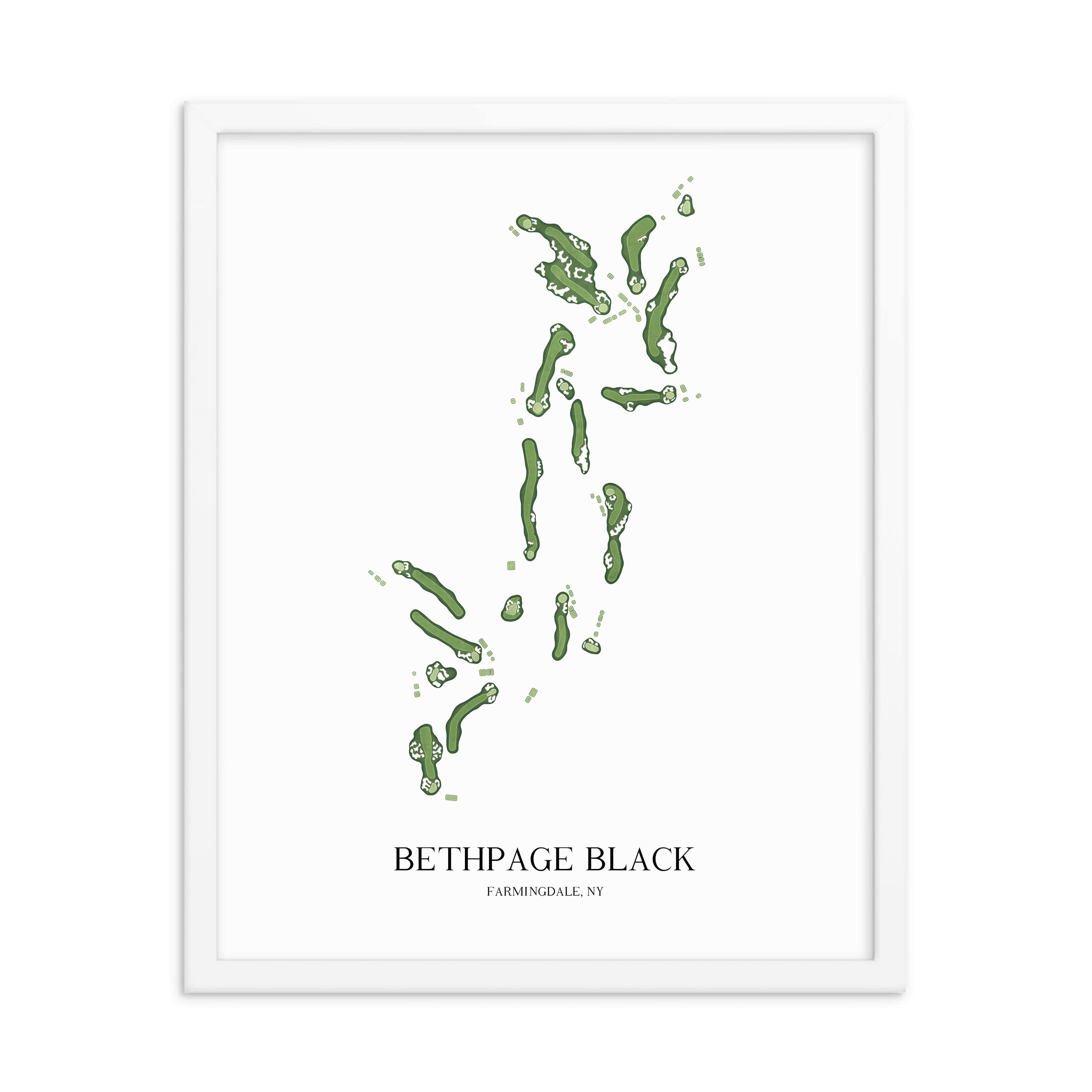 The 19th Hole Golf Shop - Golf Course Prints - 8" x 10" / White Bethpage Black Golf Course Map Golf Map