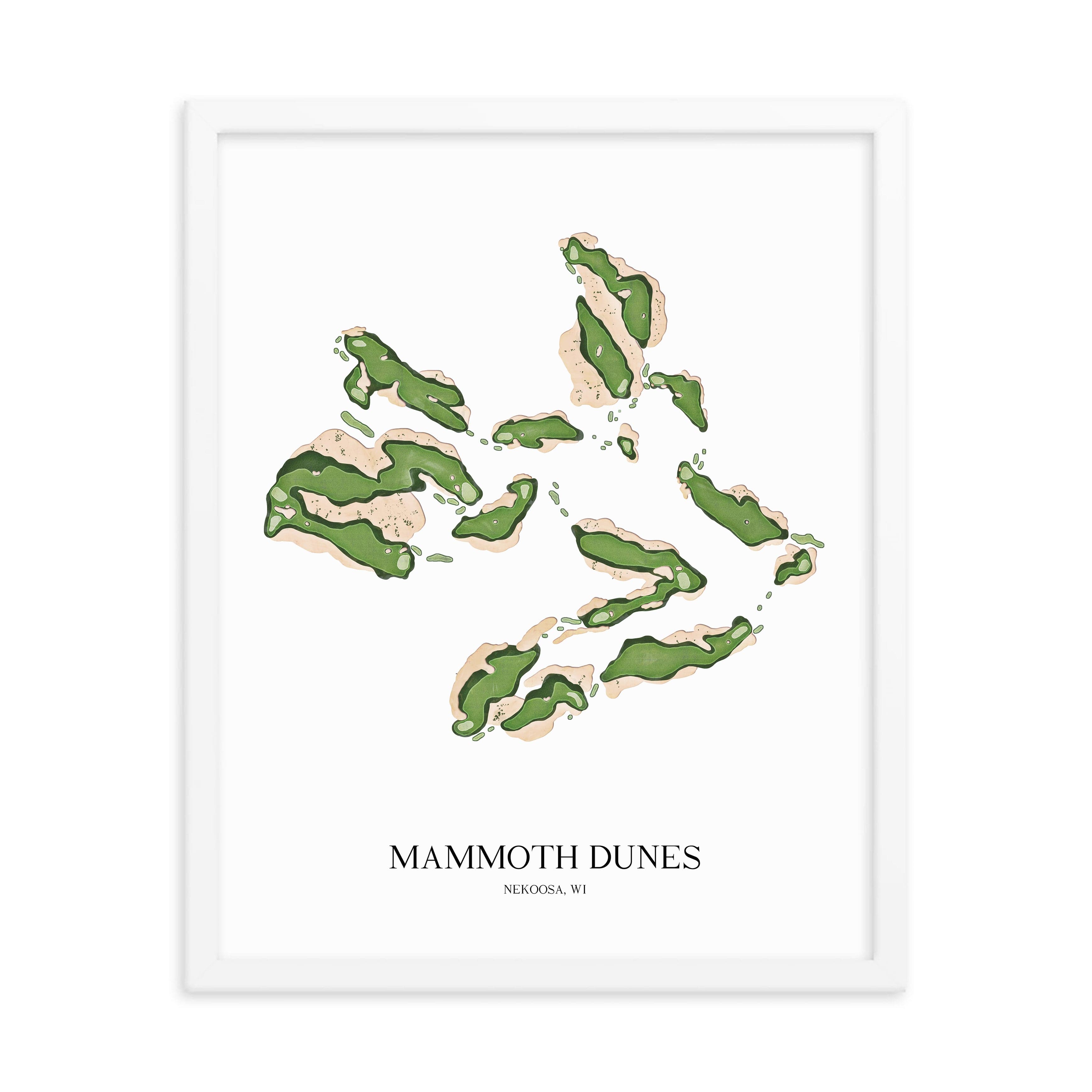 The 19th Hole Golf Shop - Golf Course Prints - 8" x 10" / White Mammoth Dunes Golf Course Map Golf Map