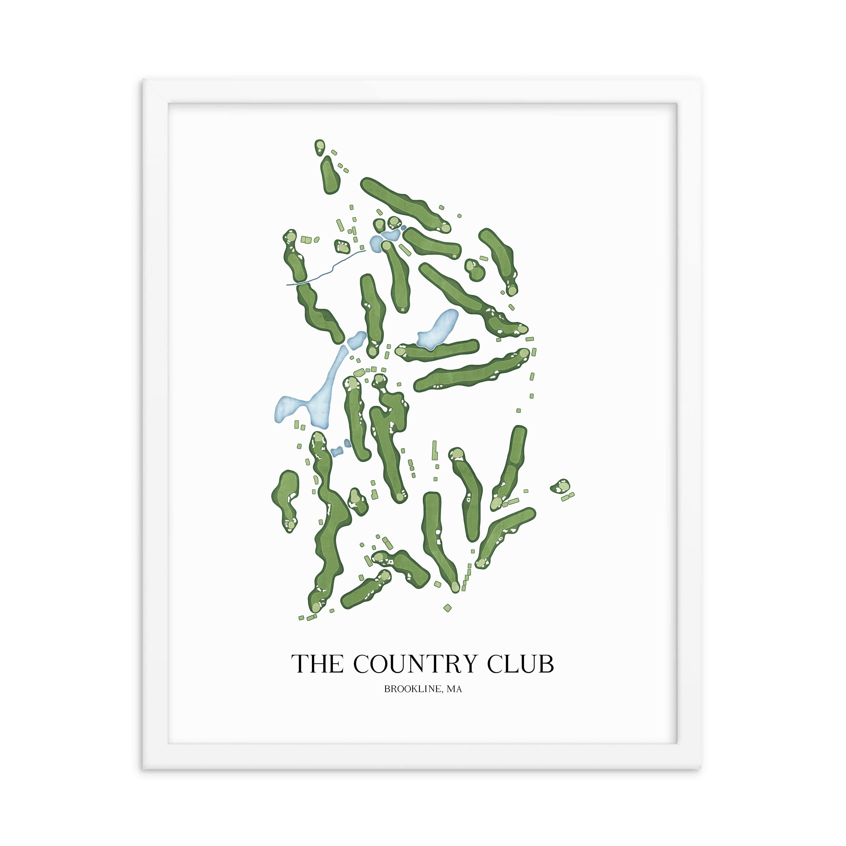 The 19th Hole Golf Shop - Golf Course Prints - 8" x 10" / White The Country Club Golf Course Map Golf Map