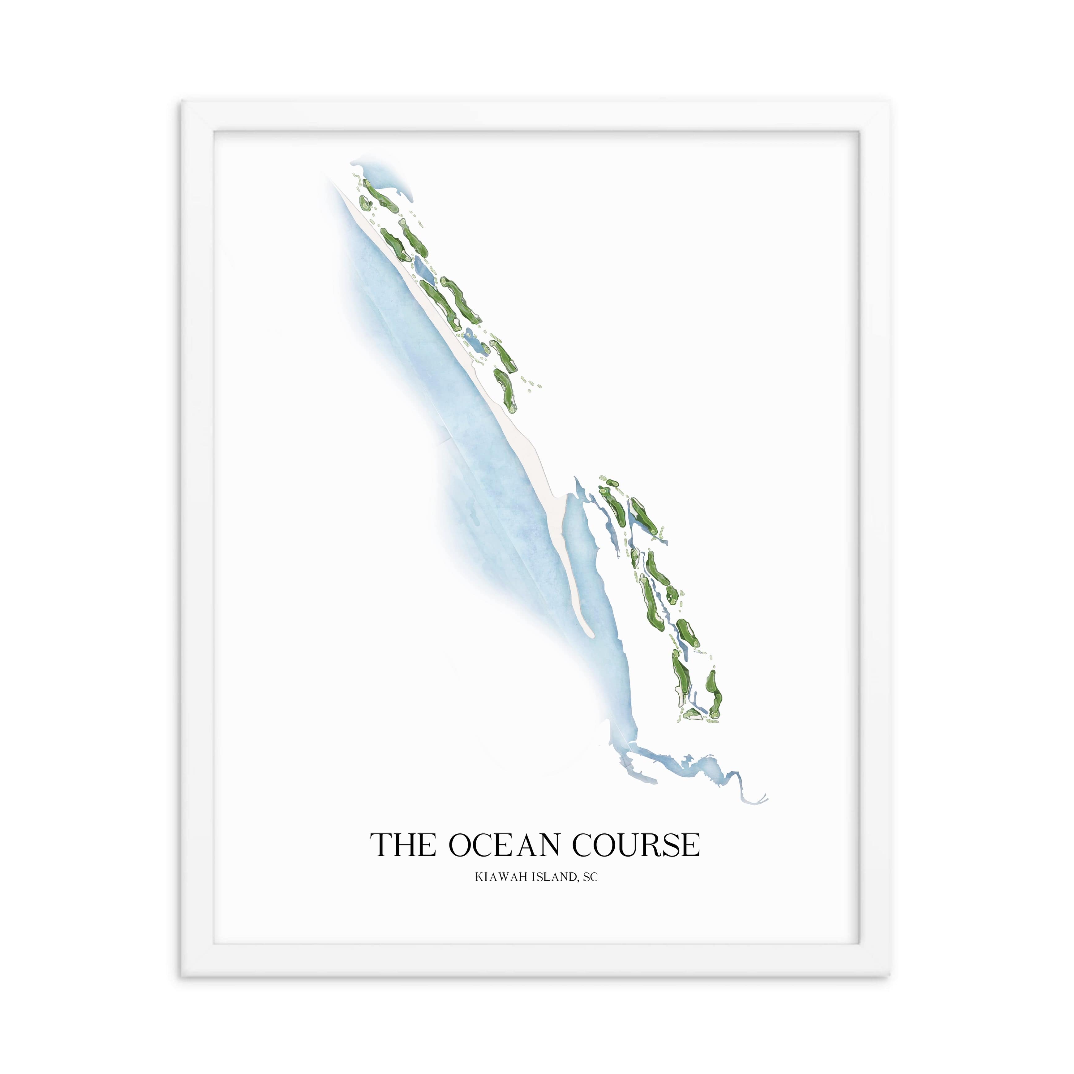 The 19th Hole Golf Shop - Golf Course Prints - 8" x 10" / White The Ocean Course - Kiawah Golf Course Map Golf Map
