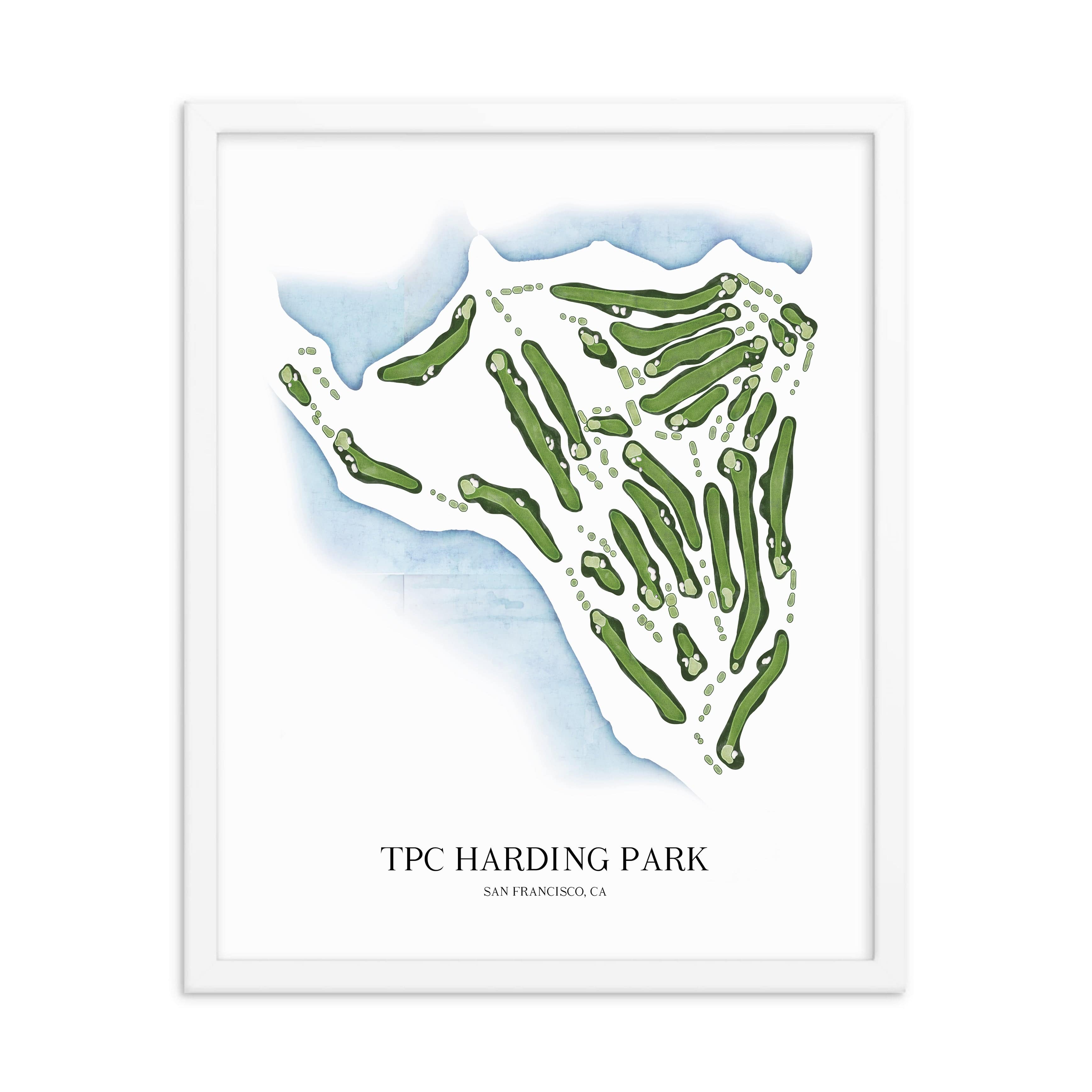 The 19th Hole Golf Shop - Golf Course Prints - 8" x 10" / White TPC Harding Park Golf Course Map Golf Map