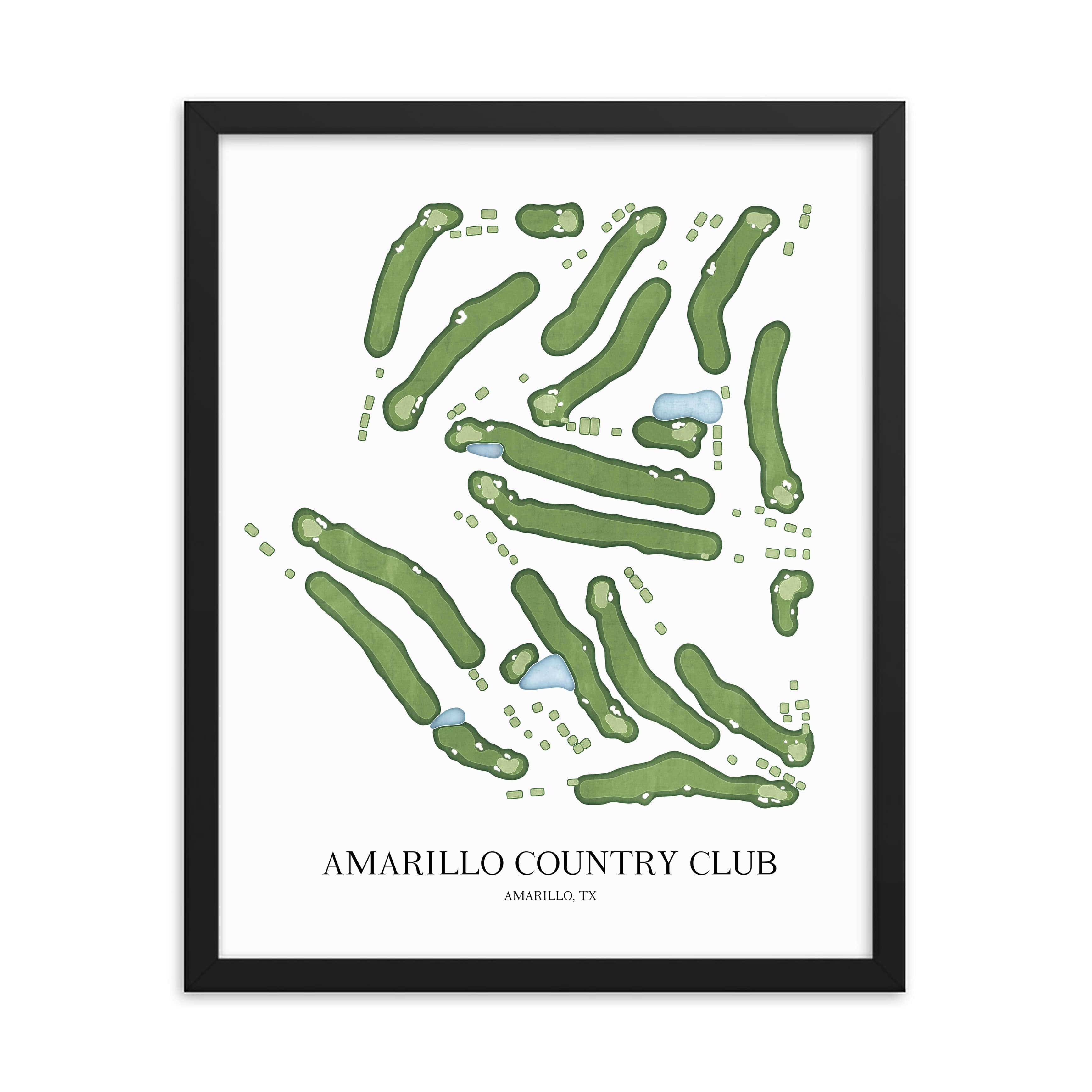 The 19th Hole Golf Shop - Golf Course Prints - Amarillo Country Club Golf Course Map Golf Map
