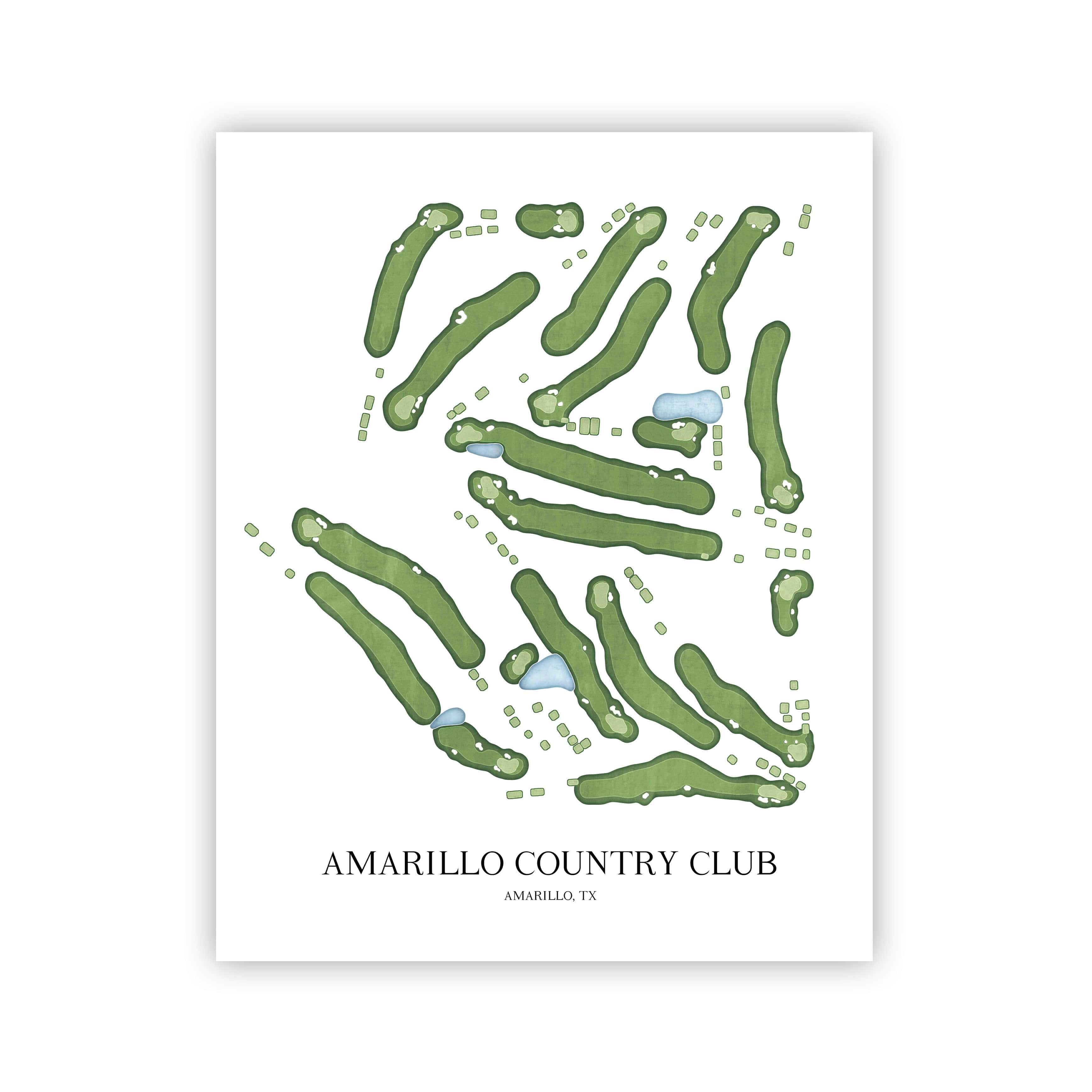 The 19th Hole Golf Shop - Golf Course Prints - Amarillo Country Club Golf Course Map Golf Map