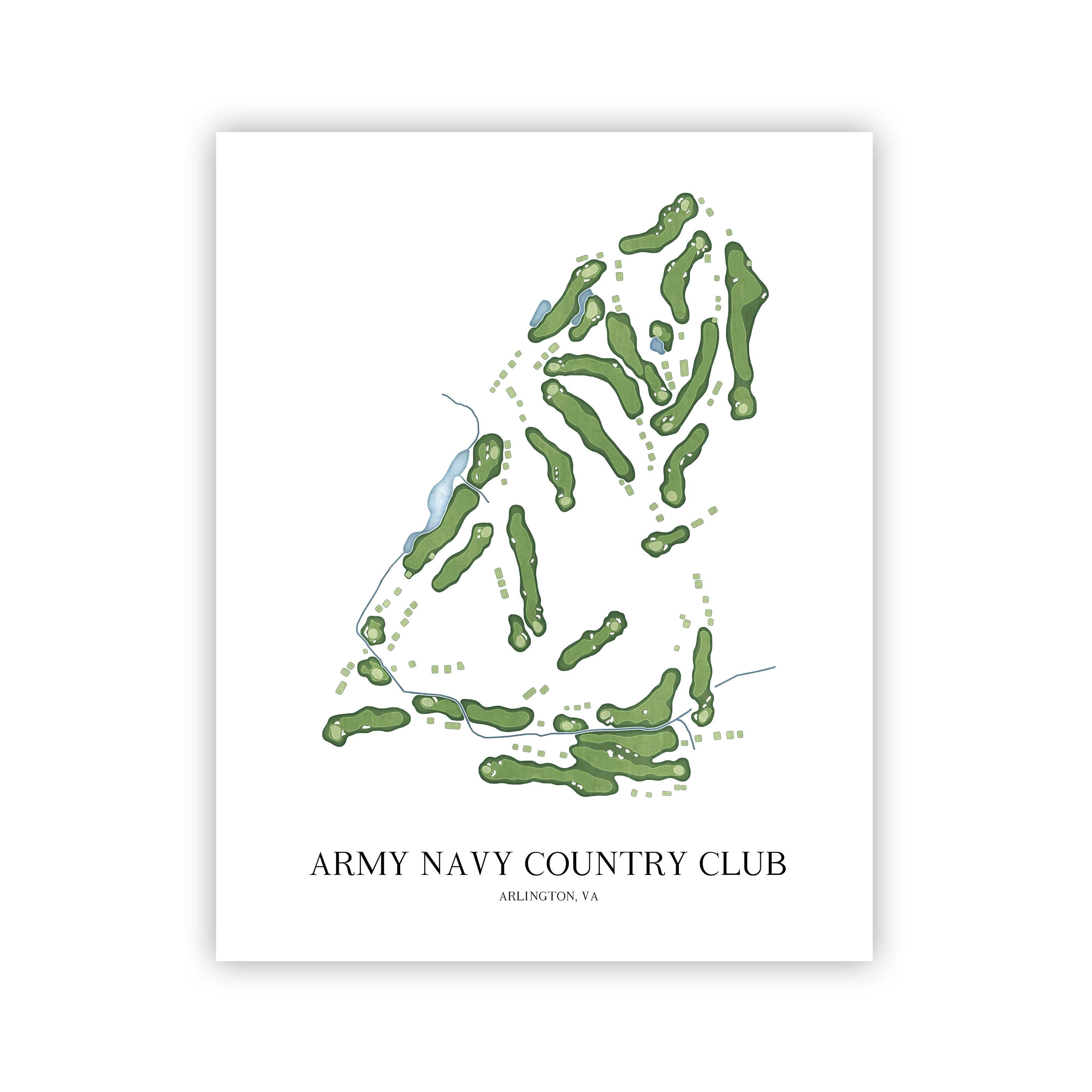The 19th Hole Golf Shop - Golf Course Prints - Army Navy Country Club - Arlington Golf Course Map Golf Map