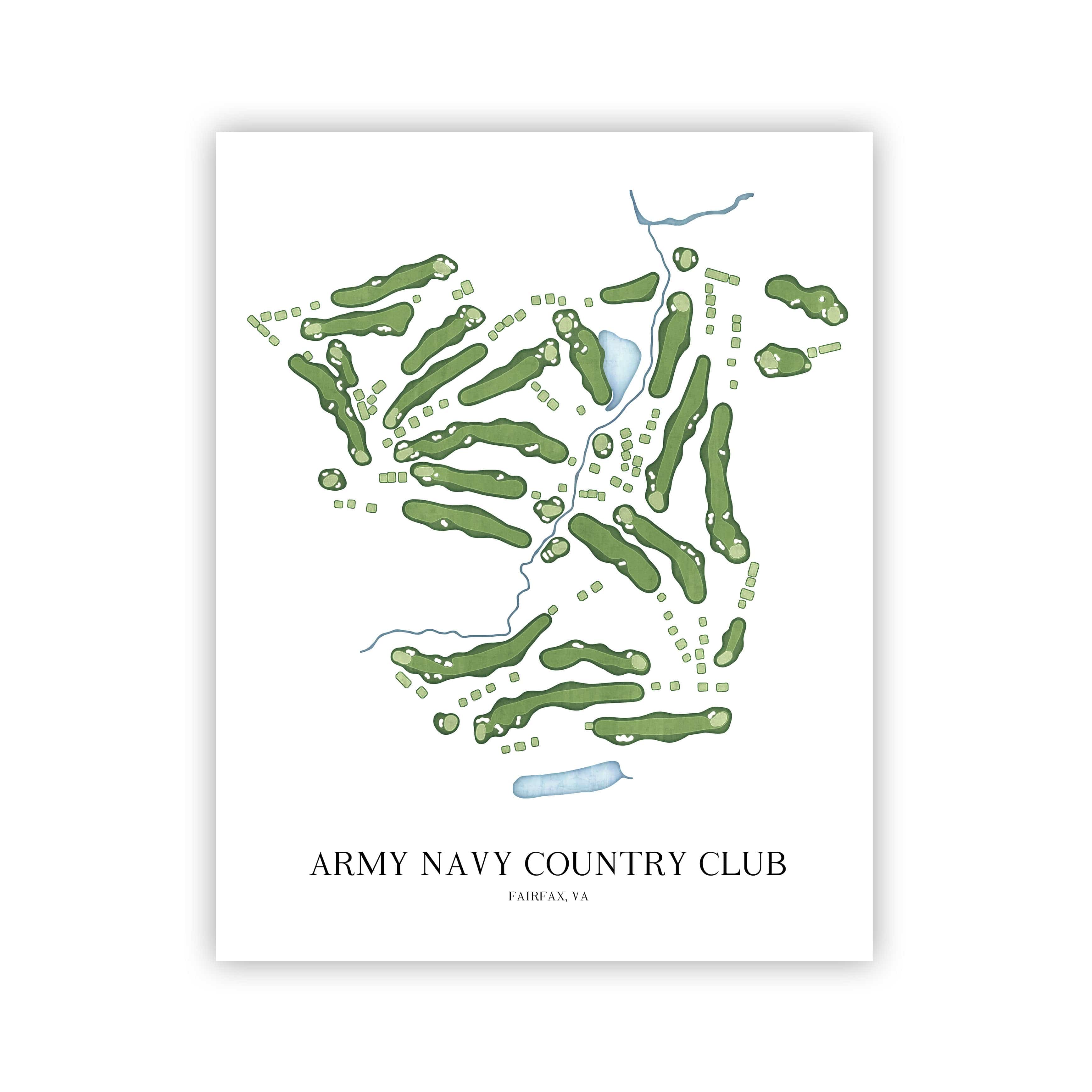The 19th Hole Golf Shop - Golf Course Prints - Army Navy Country Club - Fairfax Golf Course Map Golf Map