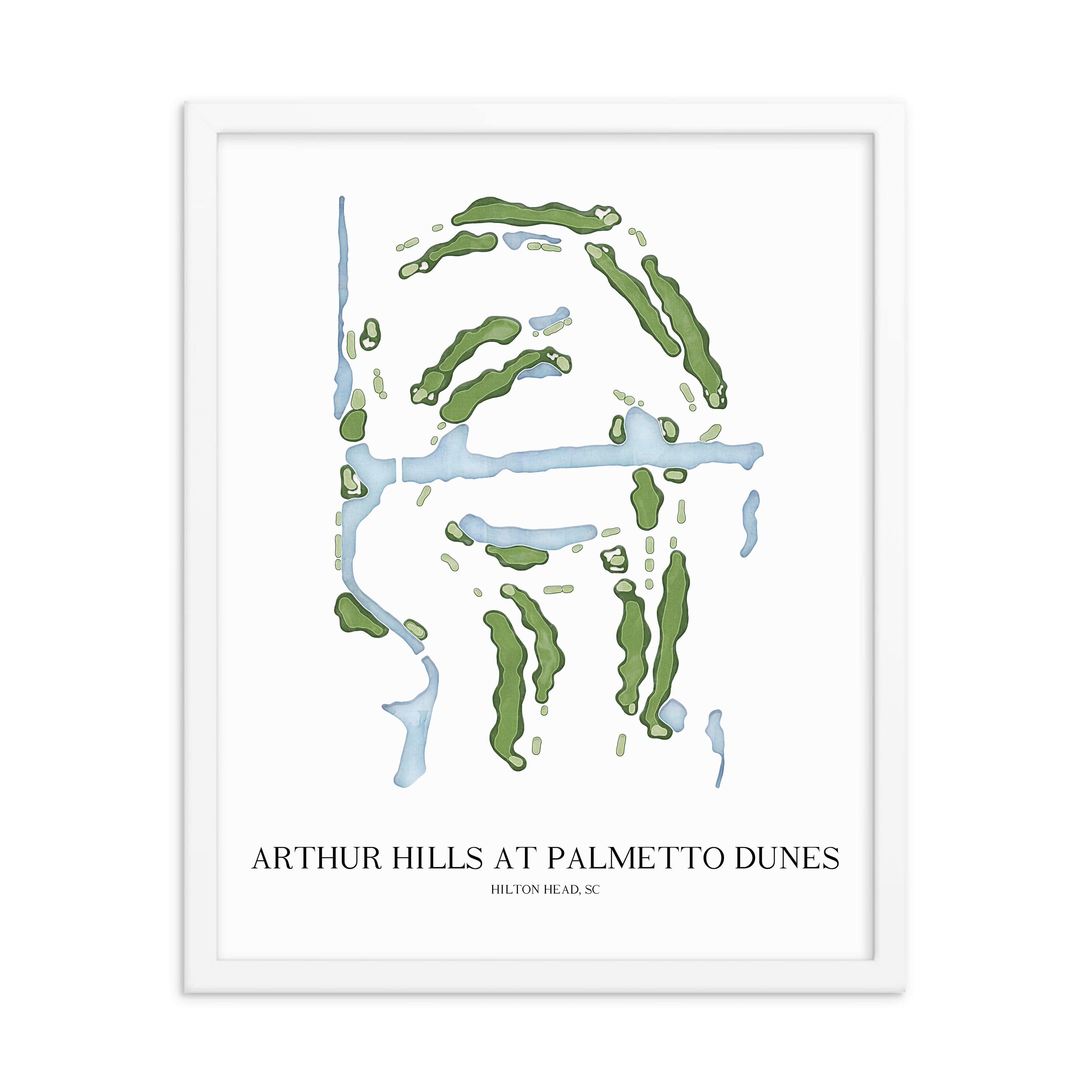 The 19th Hole Golf Shop - Golf Course Prints - Arthur Hills at Palmetto Dunes Golf Course Map Golf Map
