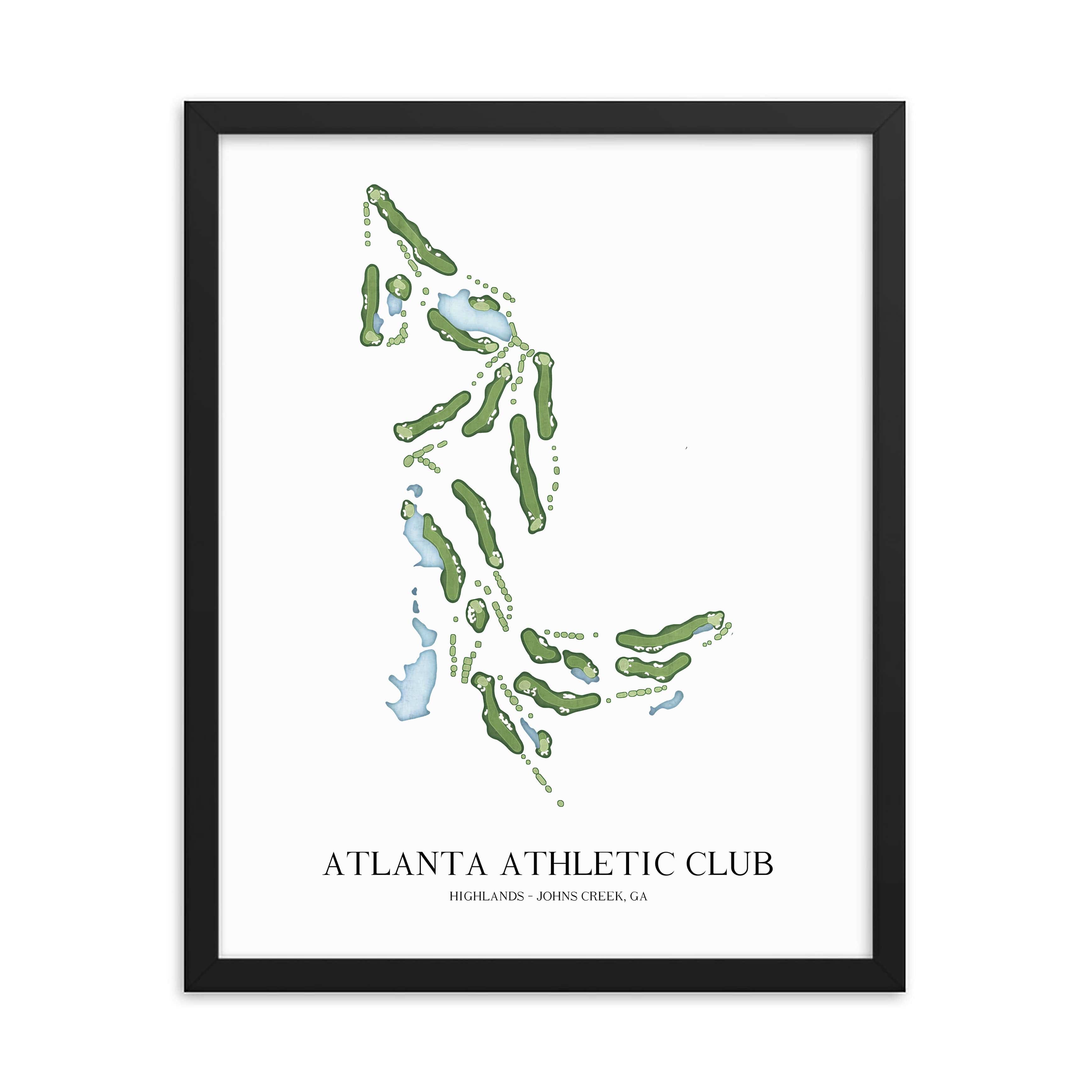 The 19th Hole Golf Shop - Golf Course Prints - Atlanta Athletic Club - Highlands Golf Course Map Golf Map