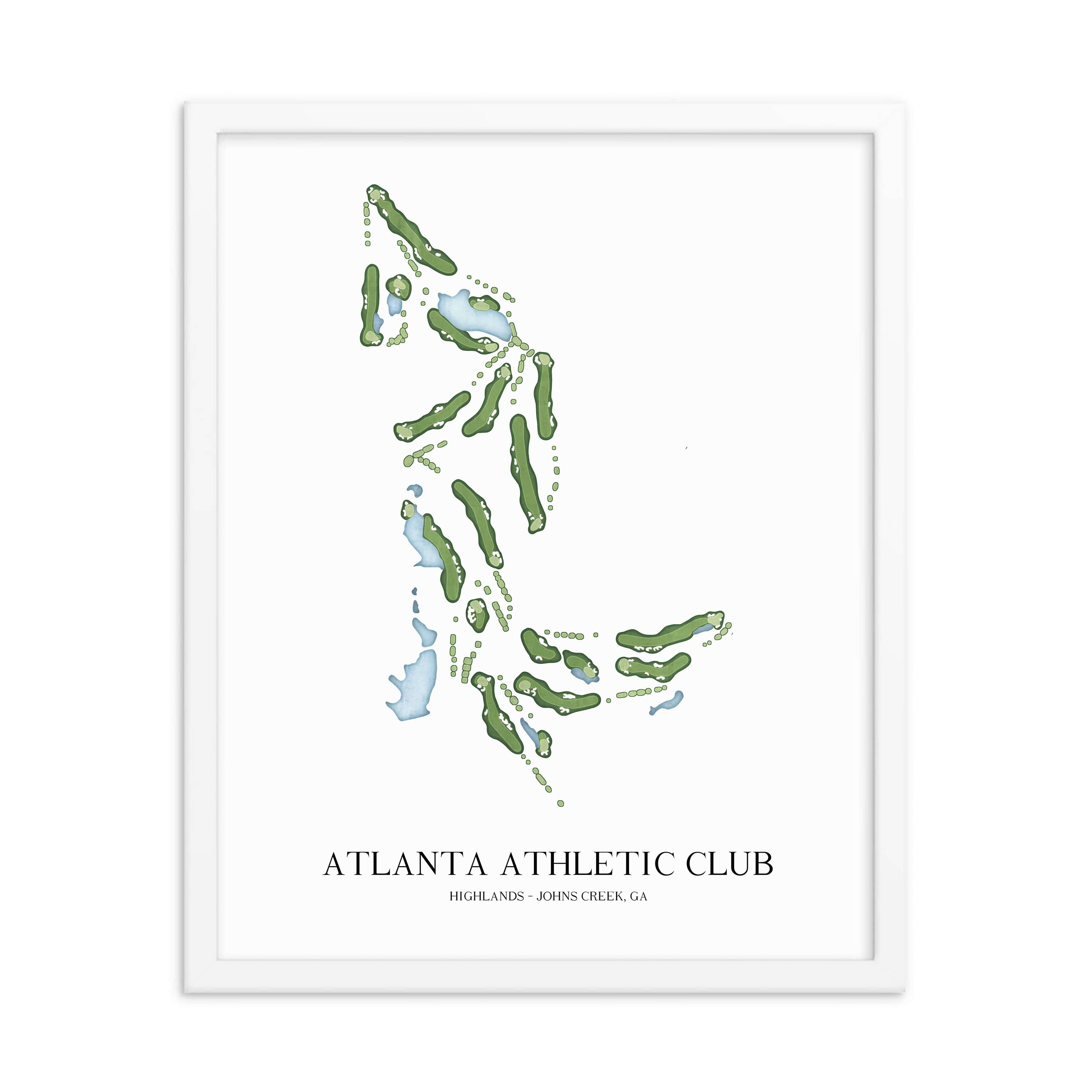 The 19th Hole Golf Shop - Golf Course Prints - Atlanta Athletic Club - Highlands Golf Course Map Golf Map