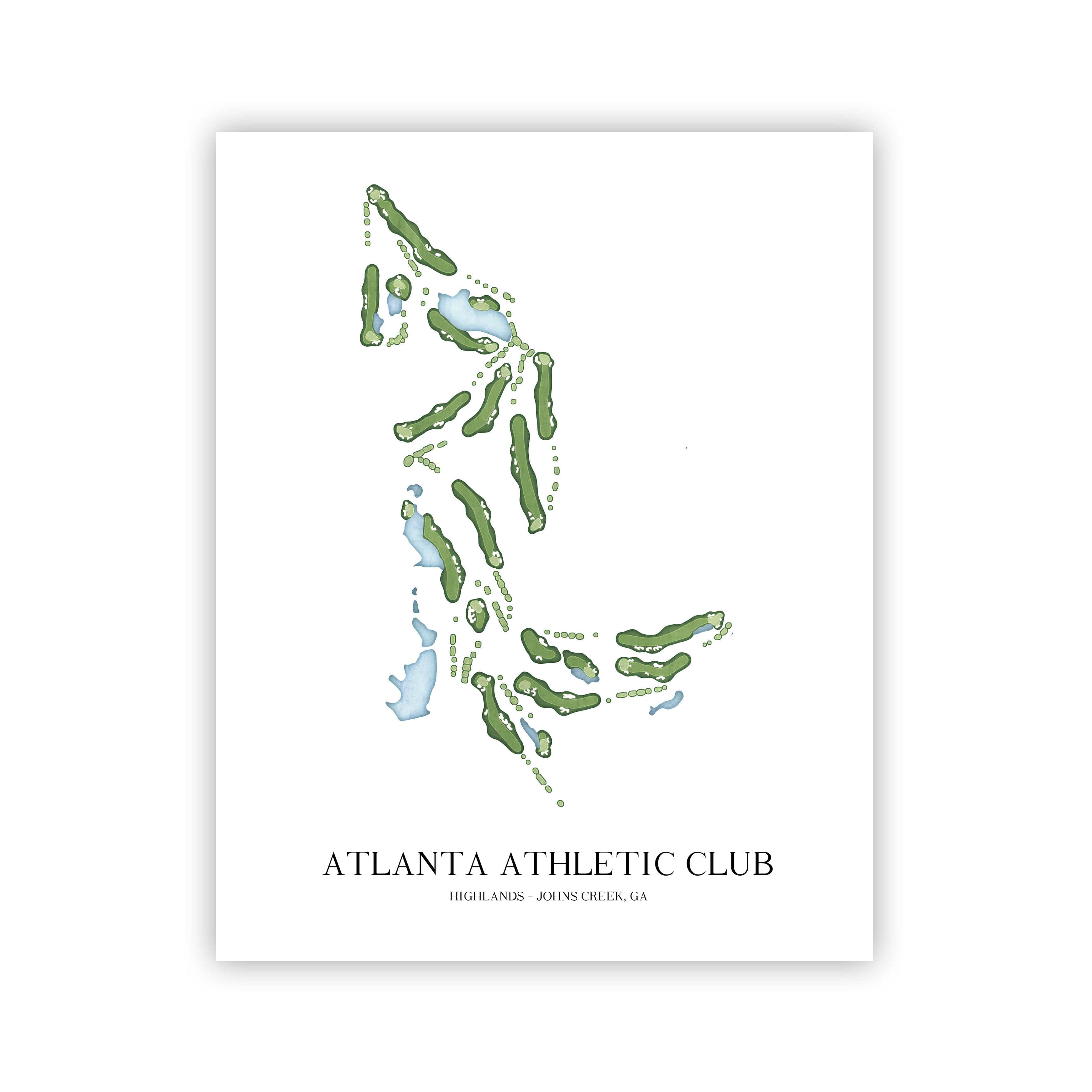 The 19th Hole Golf Shop - Golf Course Prints - Atlanta Athletic Club - Highlands Golf Course Map Golf Map