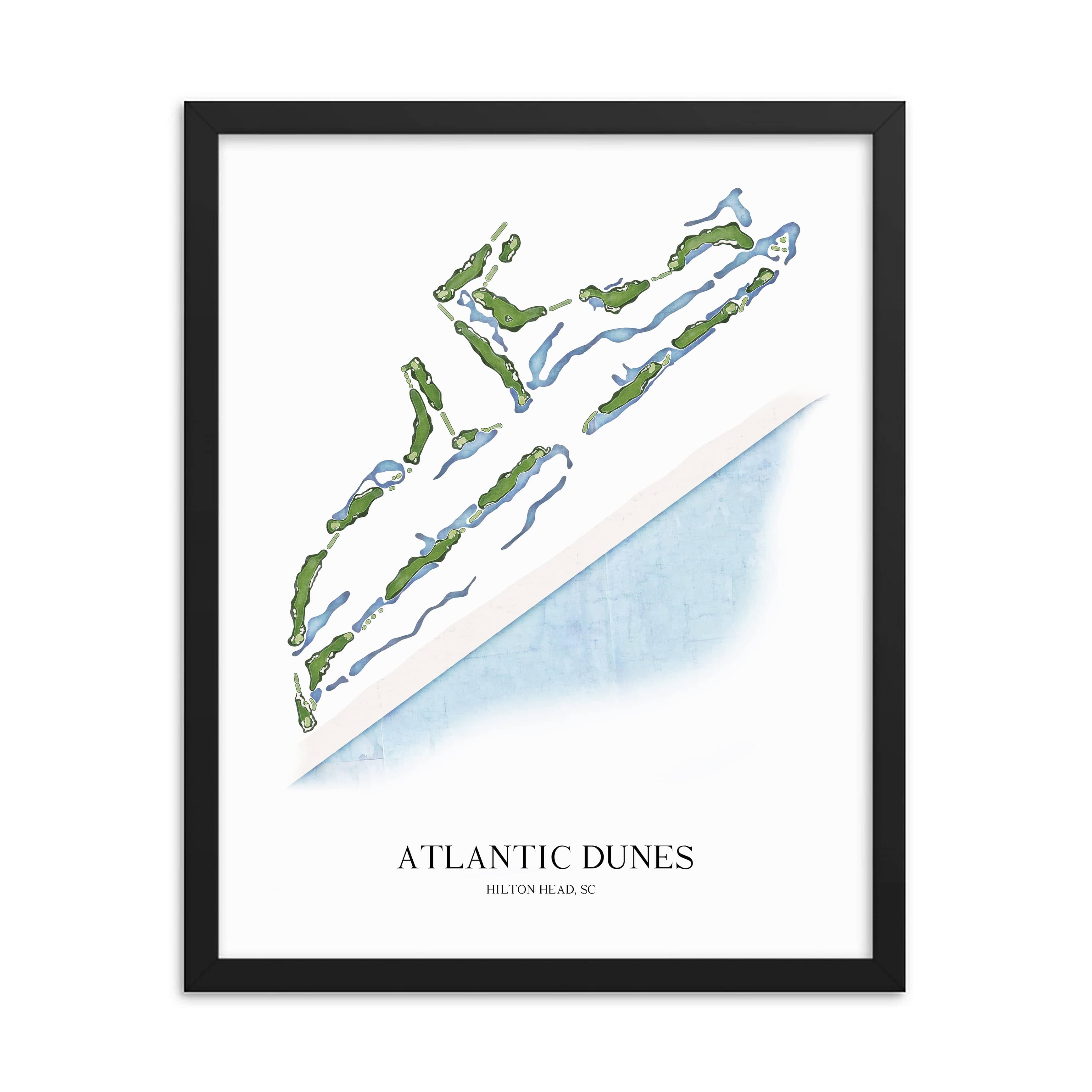 The 19th Hole Golf Shop - Golf Course Prints - Atlantic Dunes Golf Course Map Golf Map
