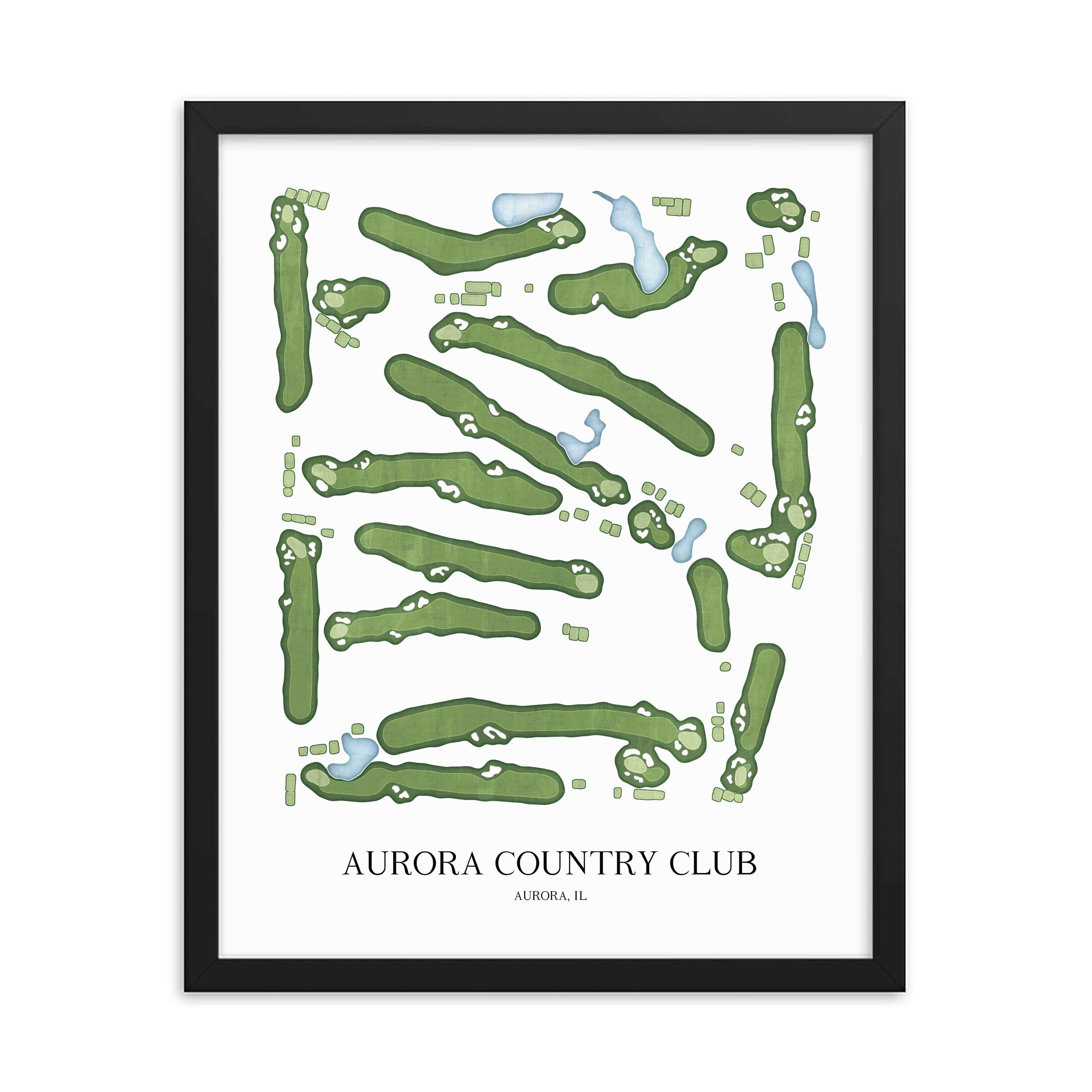 The 19th Hole Golf Shop - Golf Course Prints - Aurora Country Club Golf Course Map Golf Map