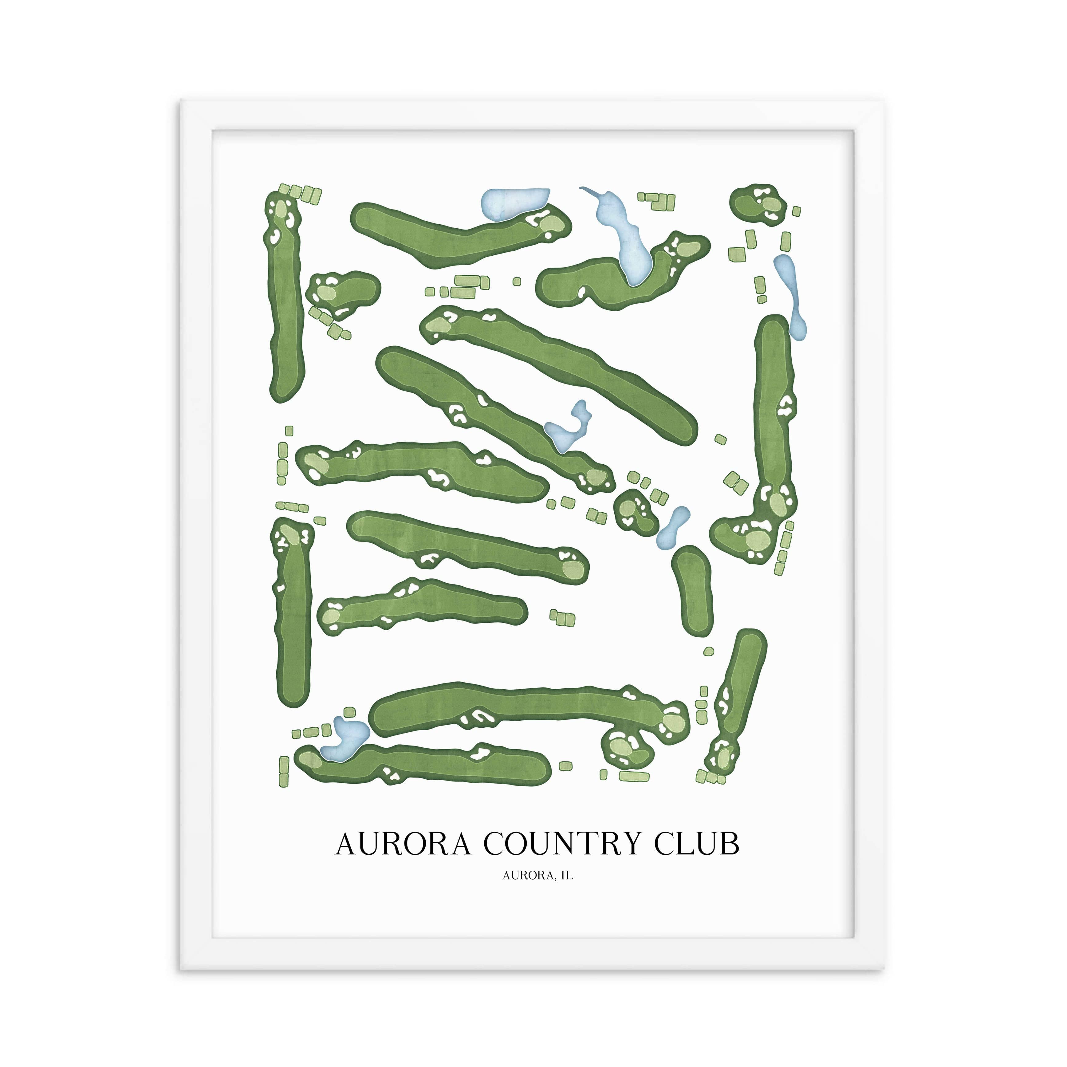 The 19th Hole Golf Shop - Golf Course Prints - Aurora Country Club Golf Course Map Golf Map