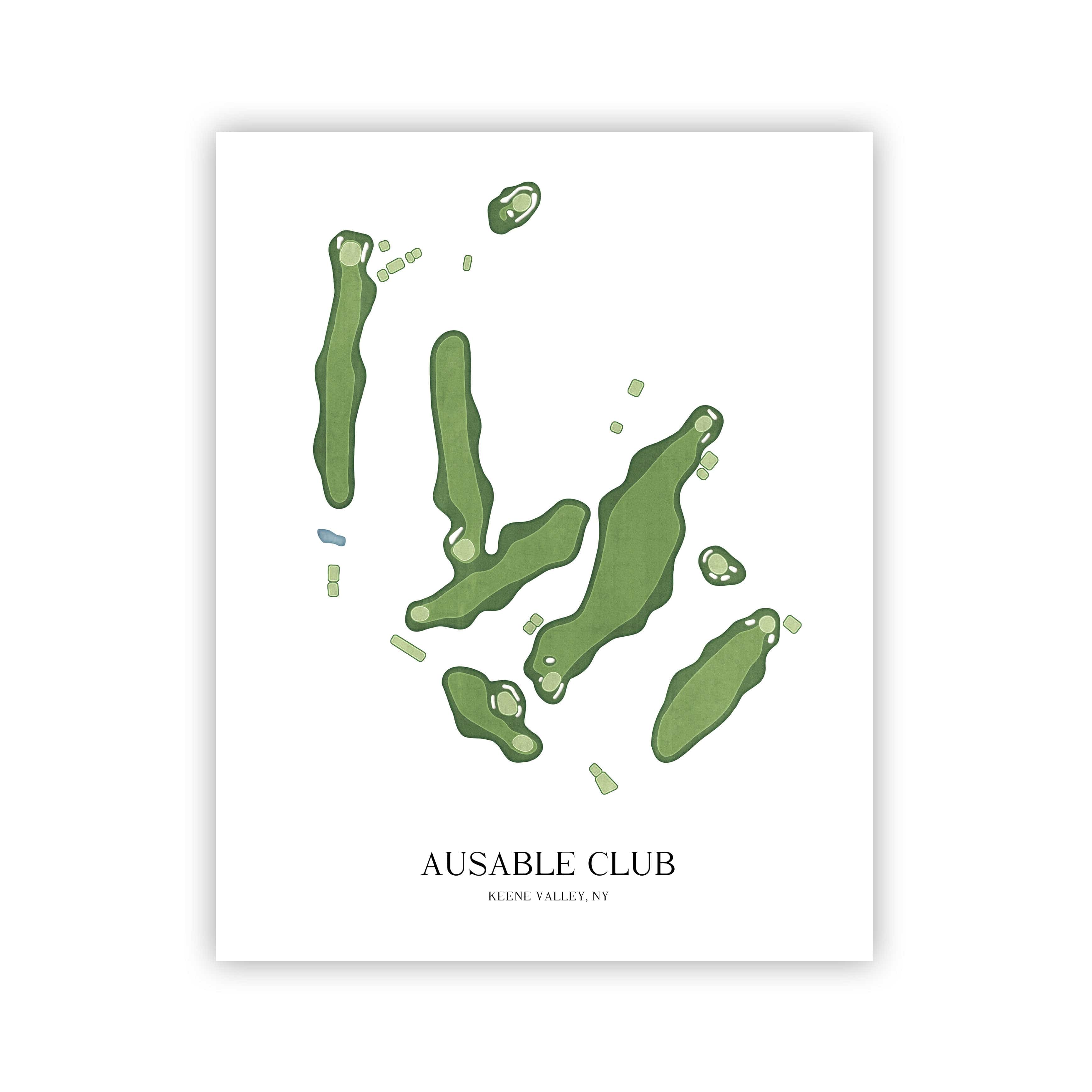 The 19th Hole Golf Shop - Golf Course Prints - Ausable Club Golf Course Map Golf Map