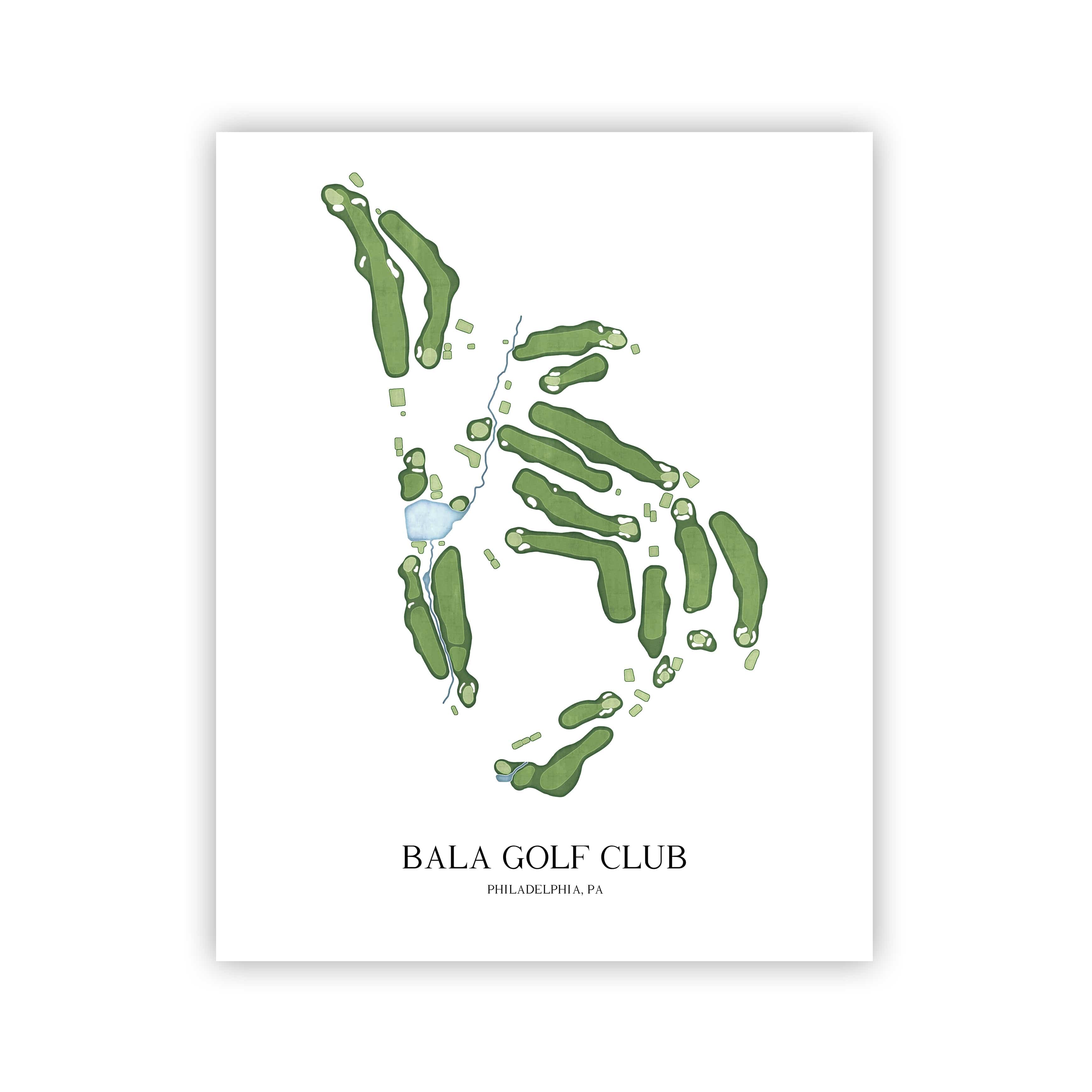 The 19th Hole Golf Shop - Golf Course Prints - Bala Golf Club Golf Course Map Golf Map