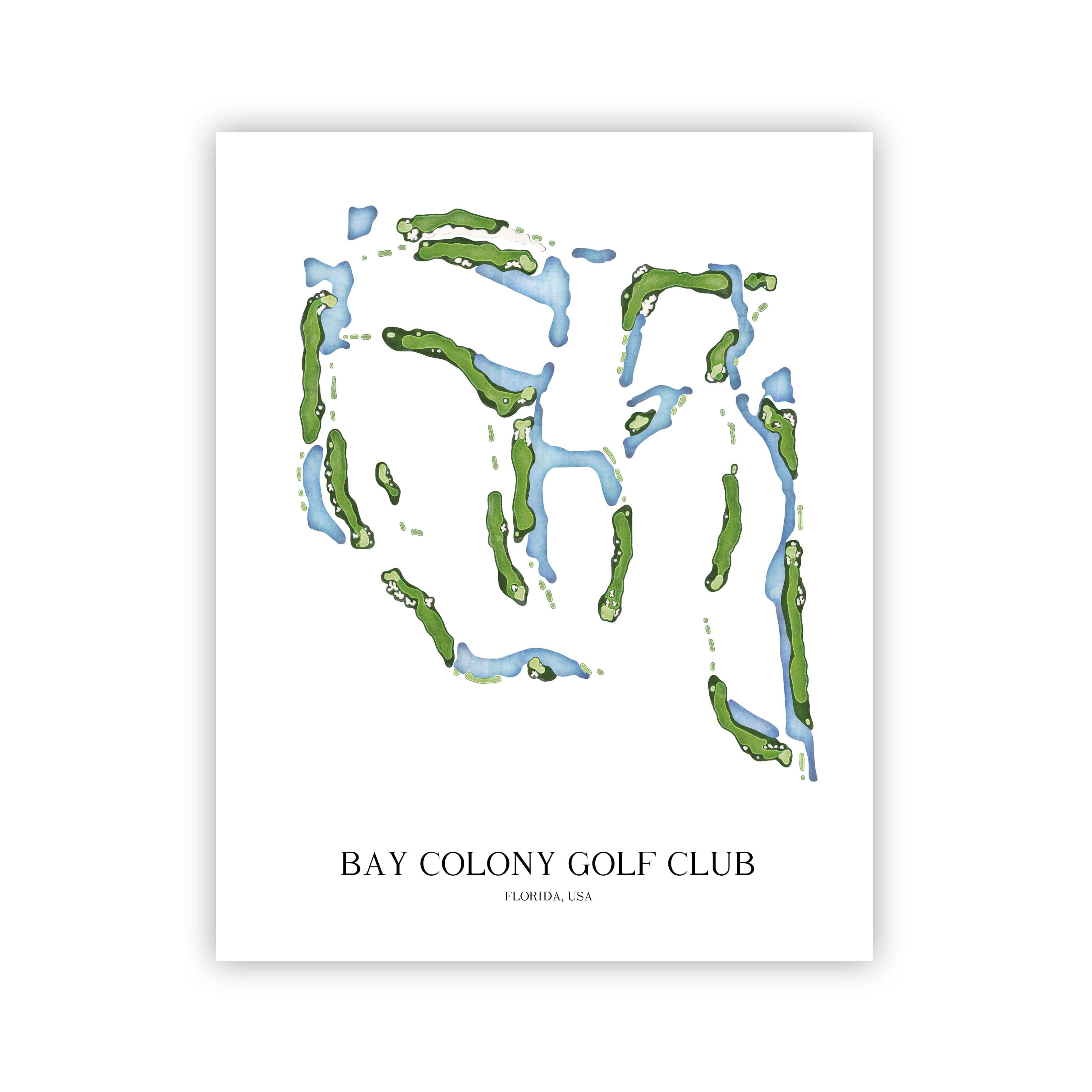 The 19th Hole Golf Shop - Golf Course Prints - Bay Colony Golf Club Golf Course Map Golf Map
