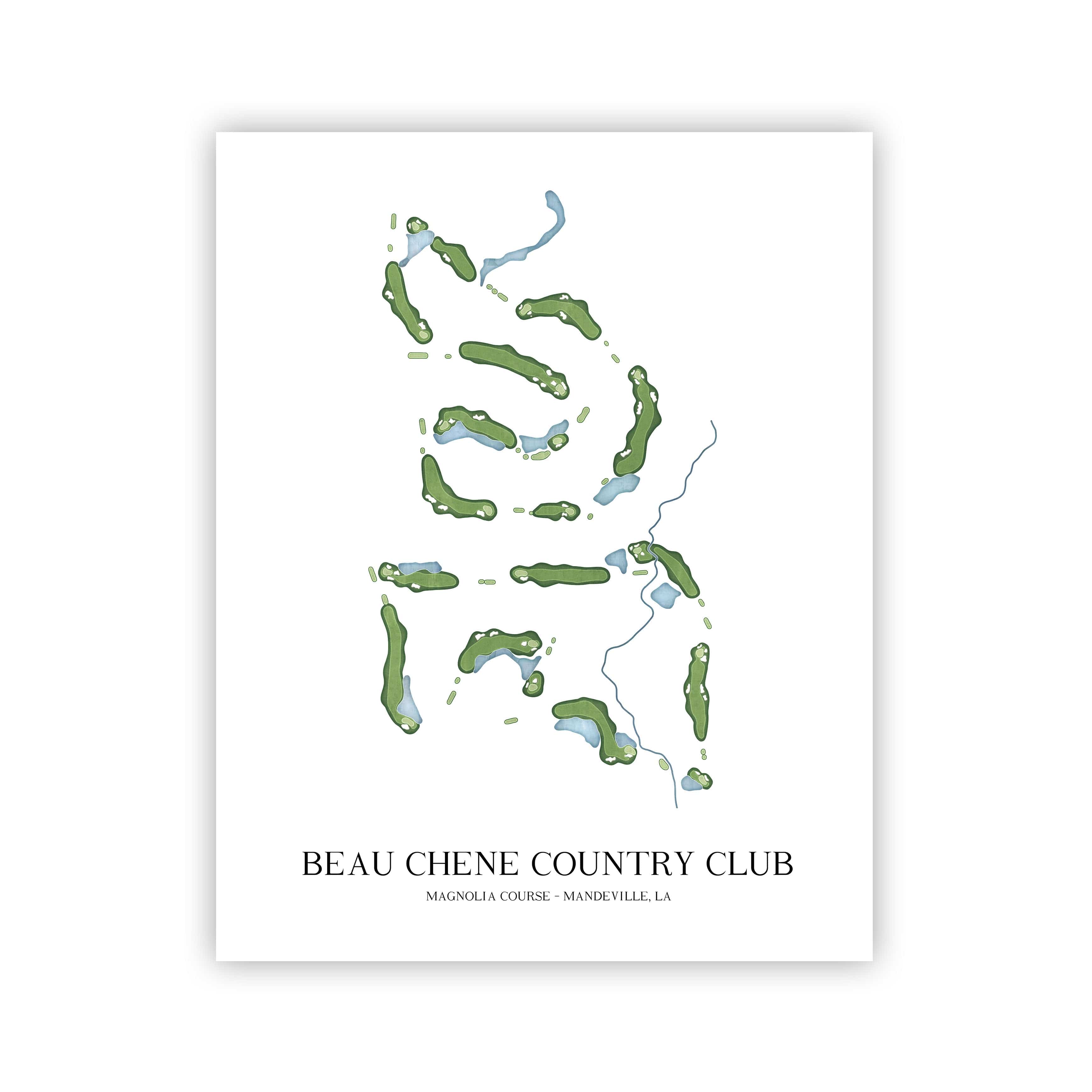 The 19th Hole Golf Shop - Golf Course Prints - Beau Chene Country Club - Magnolia Golf Course Map Golf Map