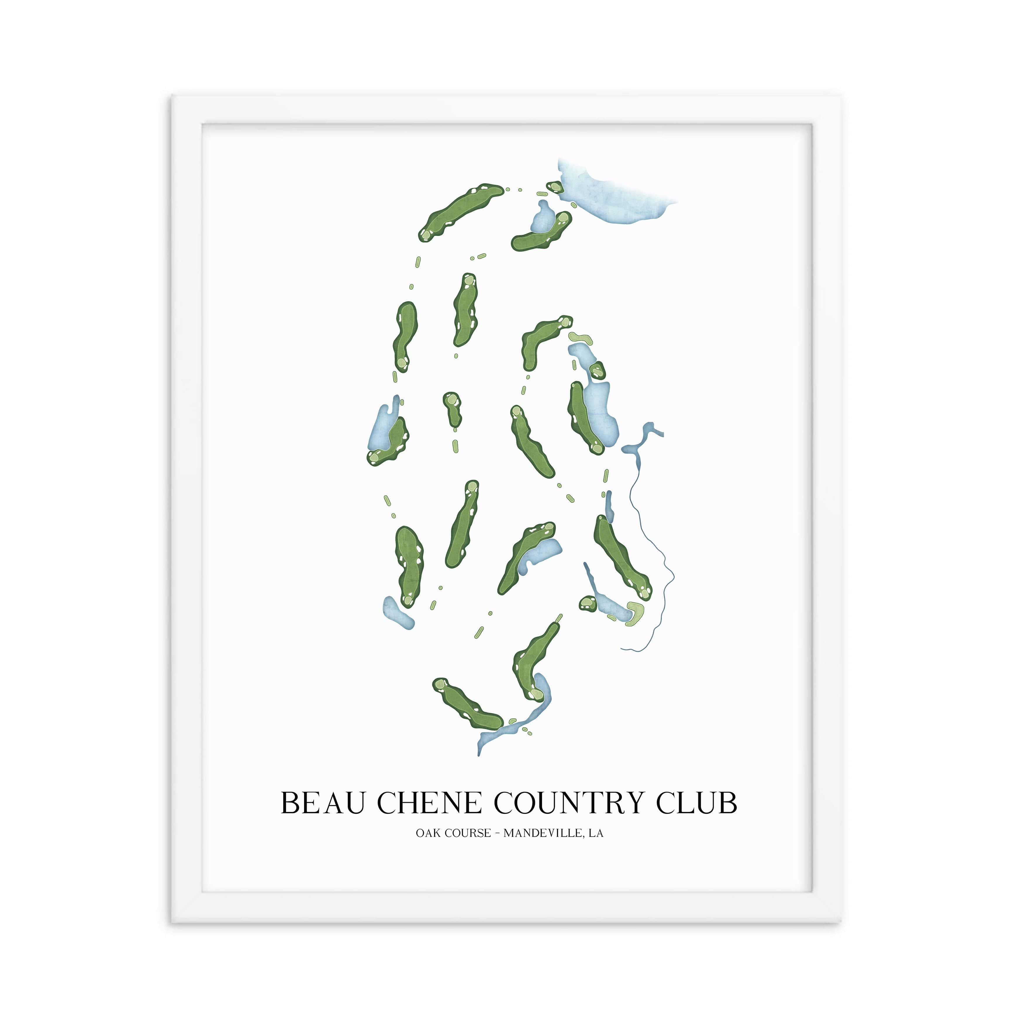 The 19th Hole Golf Shop - Golf Course Prints - Beau Chene Country Club - Oak Golf Course Map Golf Map