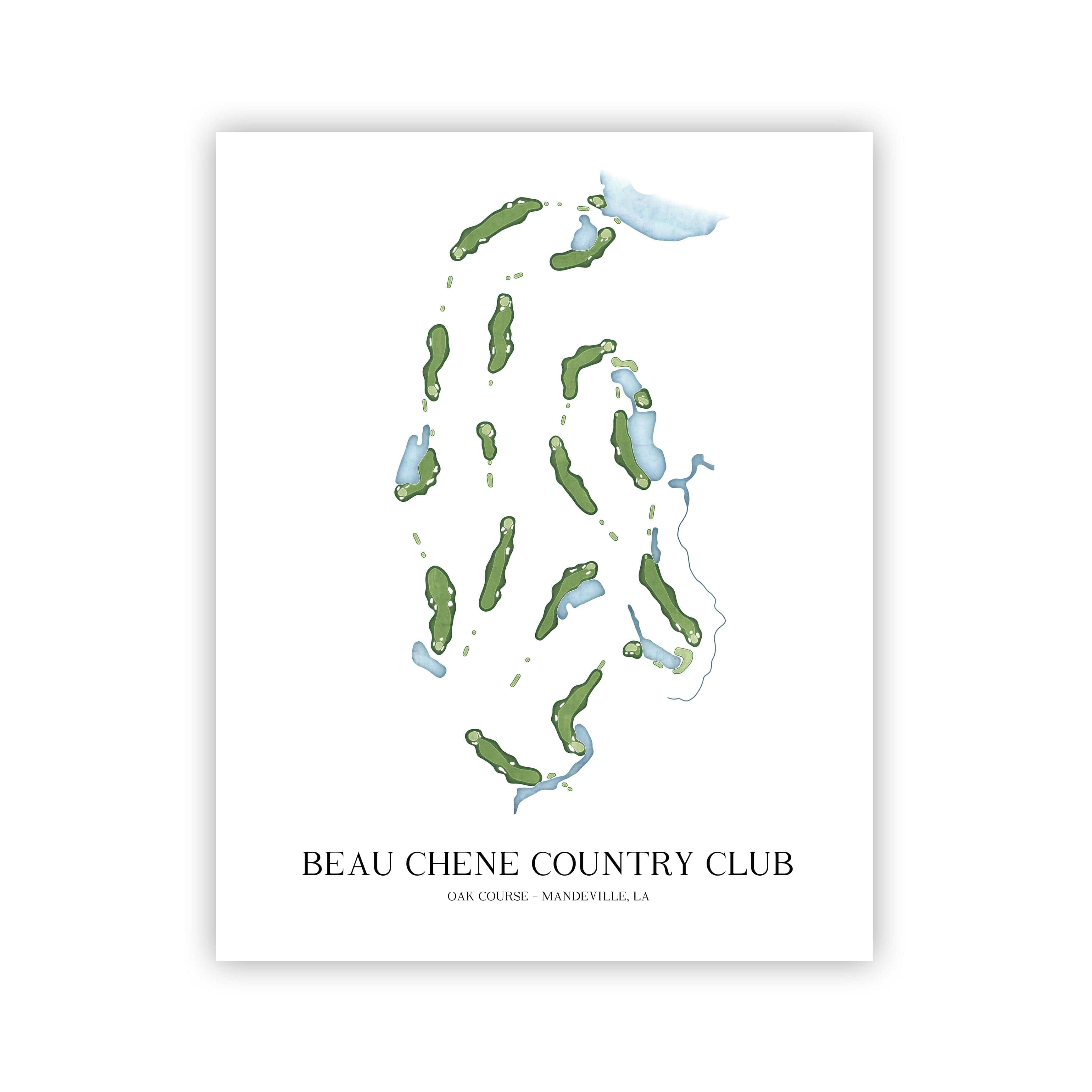 The 19th Hole Golf Shop - Golf Course Prints - Beau Chene Country Club - Oak Golf Course Map Golf Map