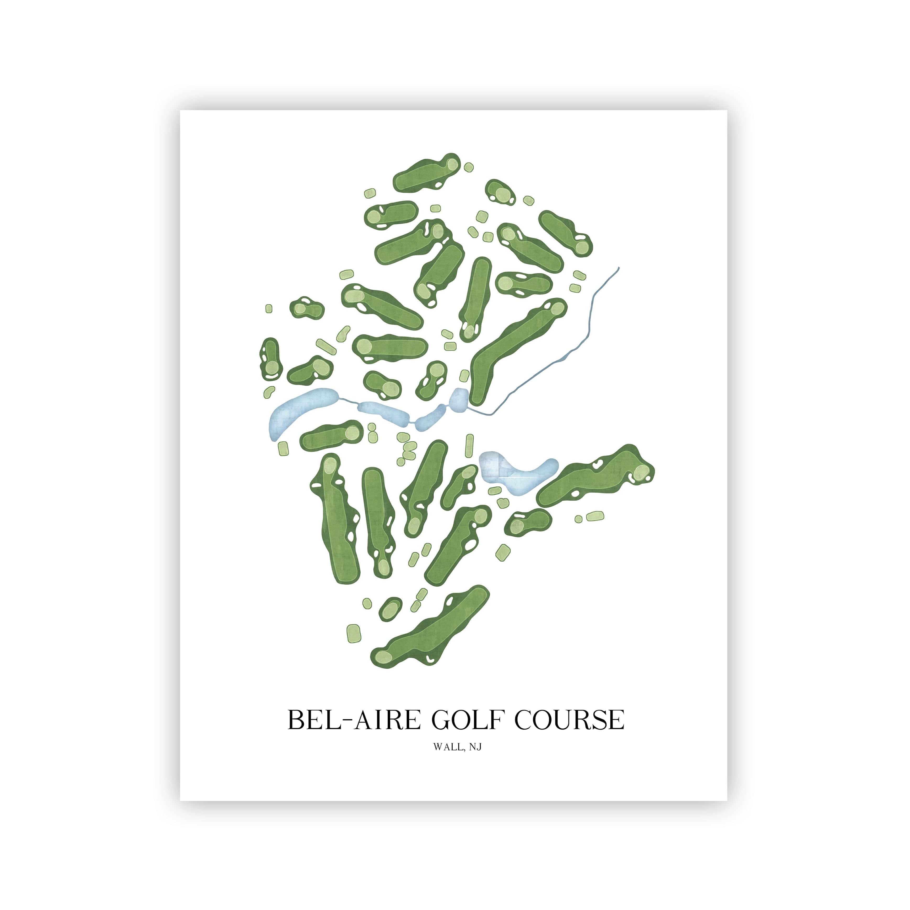 The 19th Hole Golf Shop - Golf Course Prints - Bel-Aire Golf Course Golf Course Map Golf Map