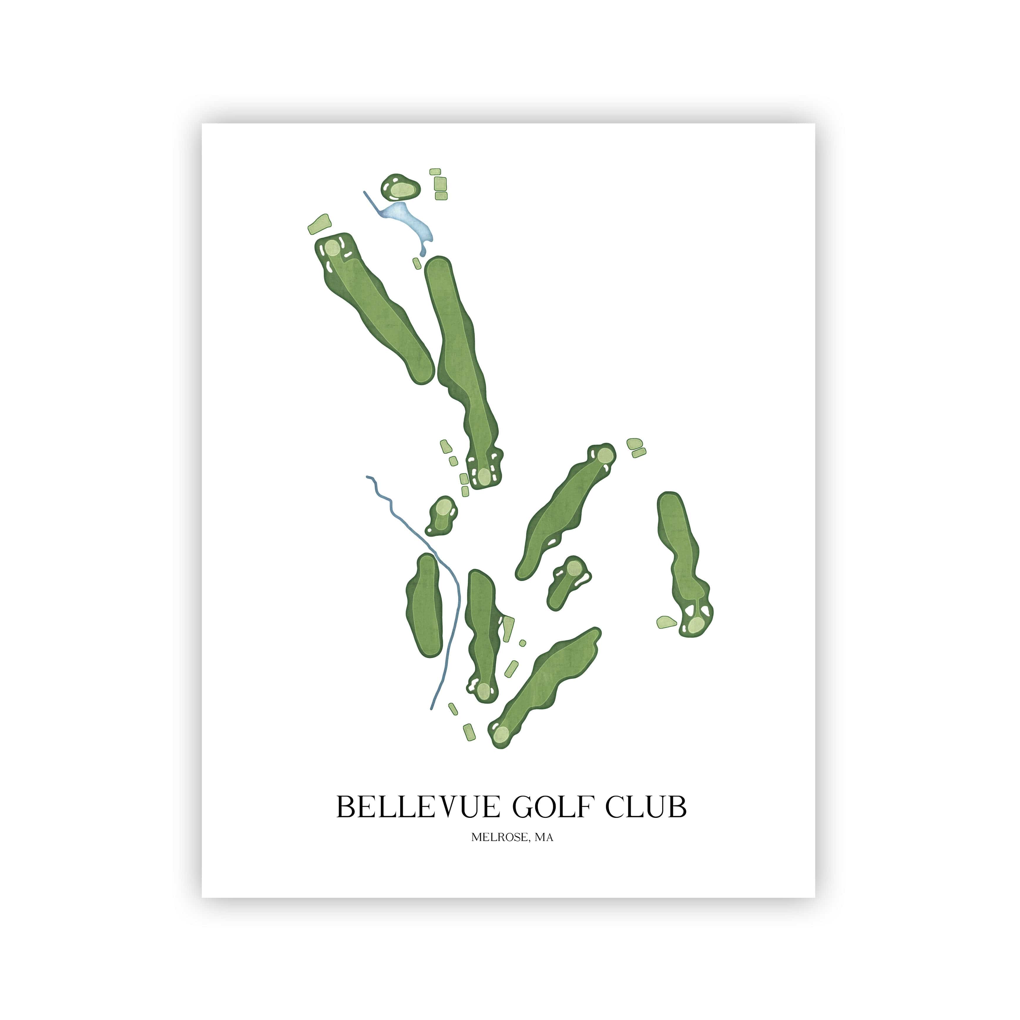 The 19th Hole Golf Shop - Golf Course Prints - Bellevue Golf Club Golf Course Map Golf Map