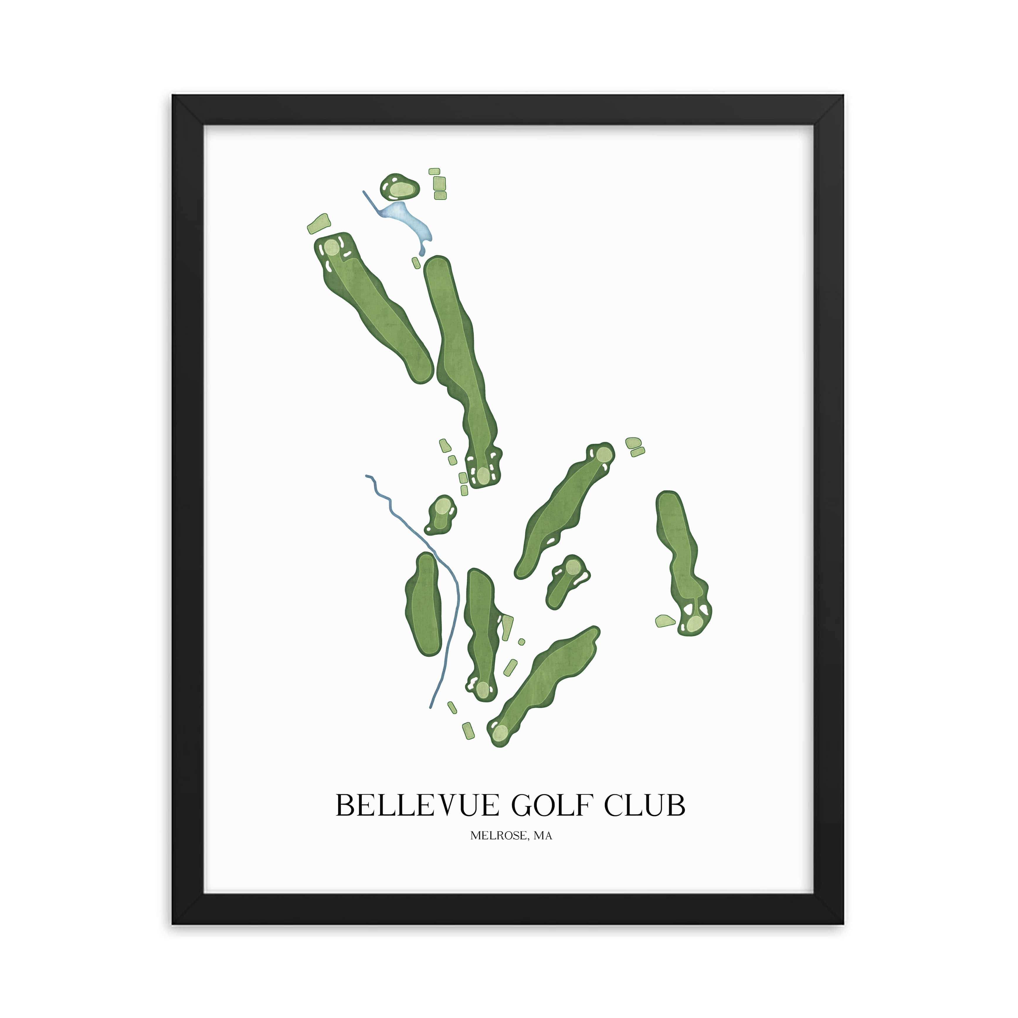 The 19th Hole Golf Shop - Golf Course Prints - Bellevue Golf Club Golf Course Map Golf Map