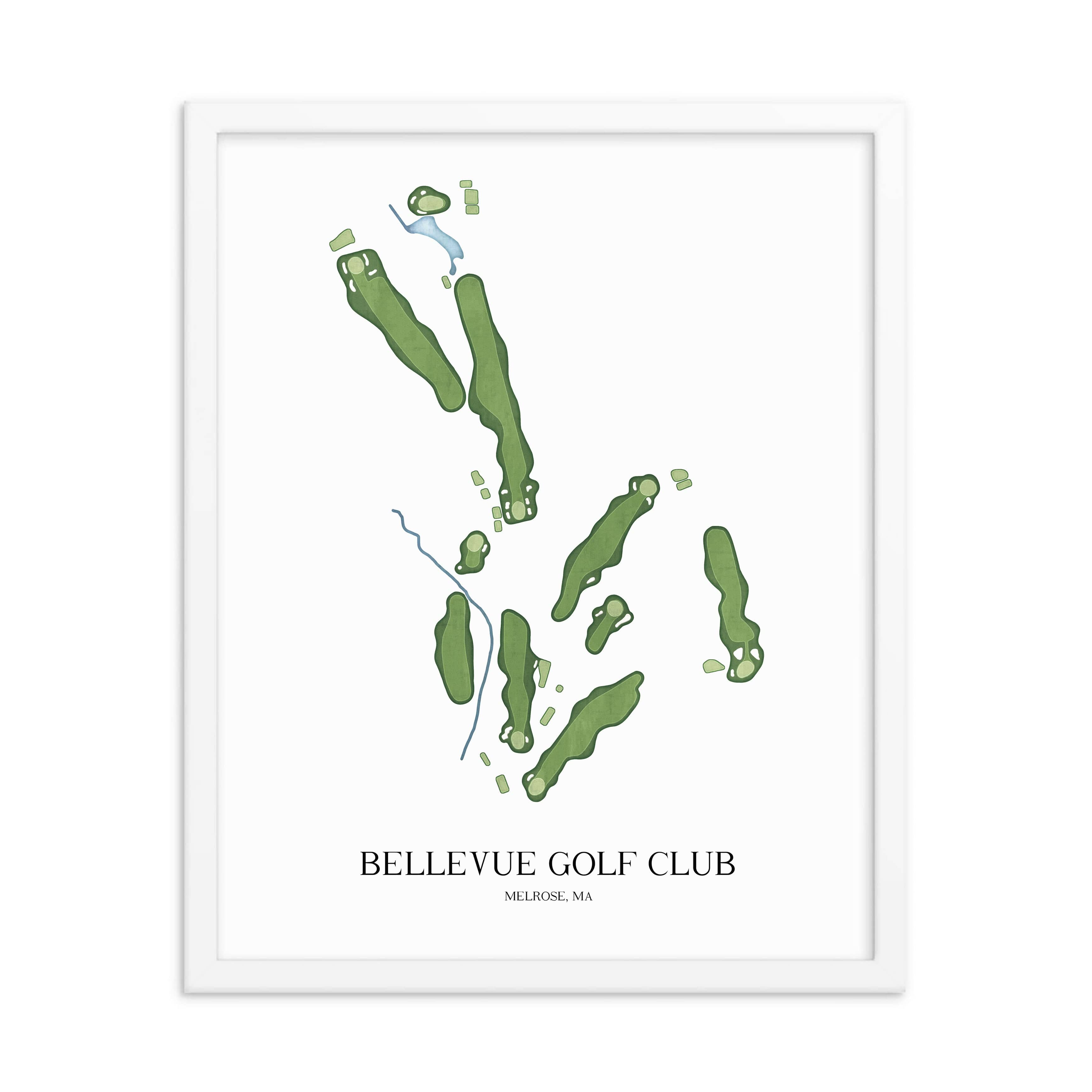 The 19th Hole Golf Shop - Golf Course Prints - Bellevue Golf Club Golf Course Map Golf Map