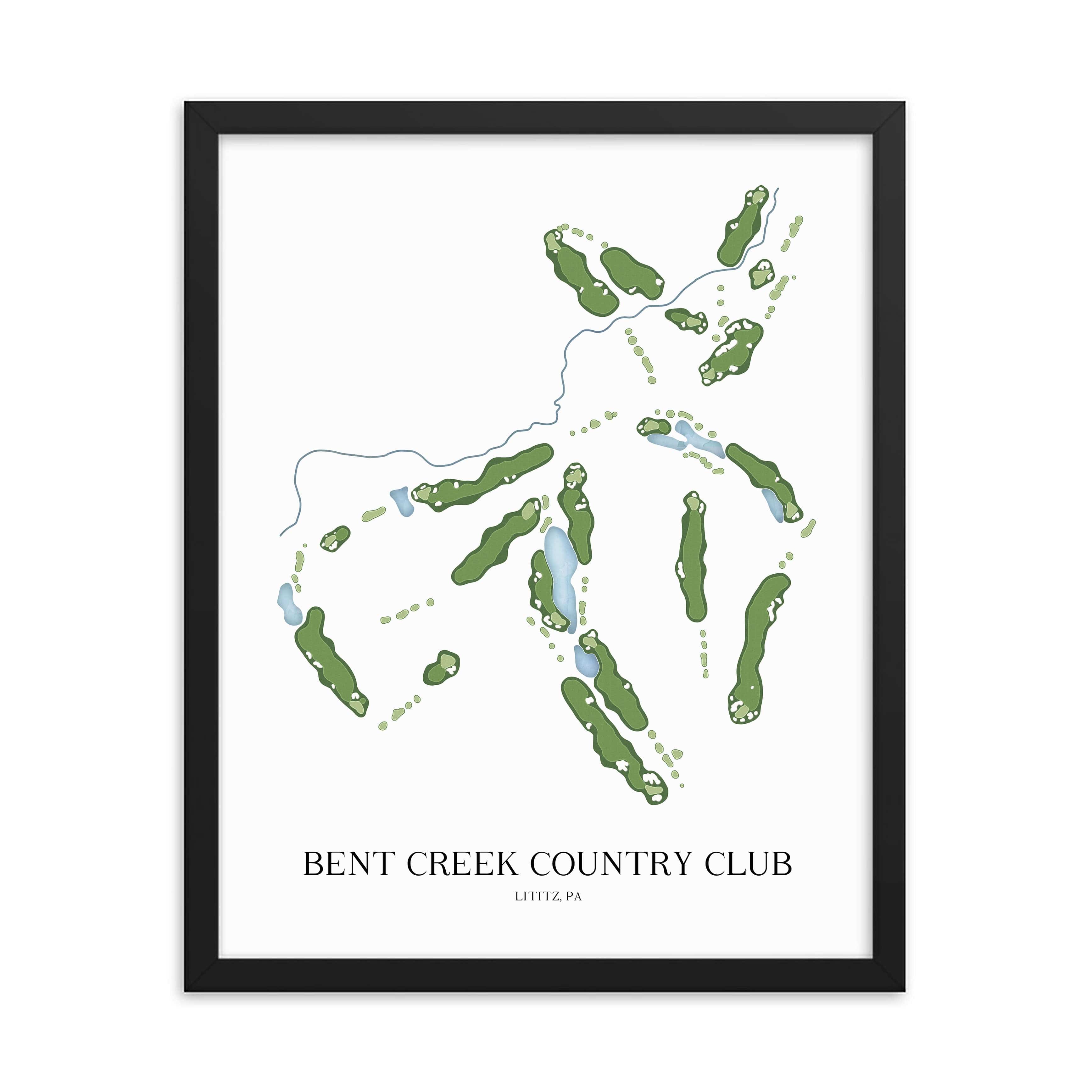 The 19th Hole Golf Shop - Golf Course Prints - Bent Creek Country Club Golf Course Map Golf Map