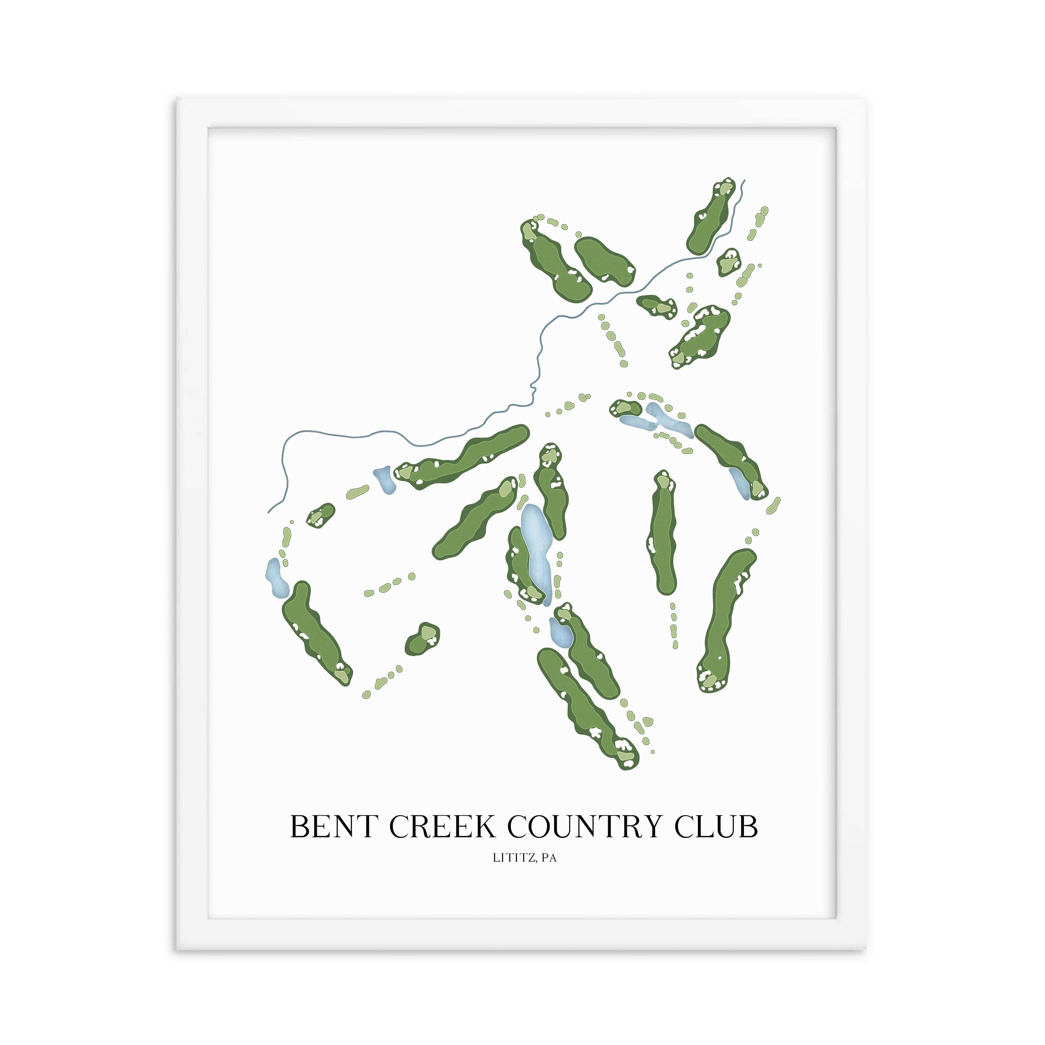The 19th Hole Golf Shop - Golf Course Prints - Bent Creek Country Club Golf Course Map Golf Map