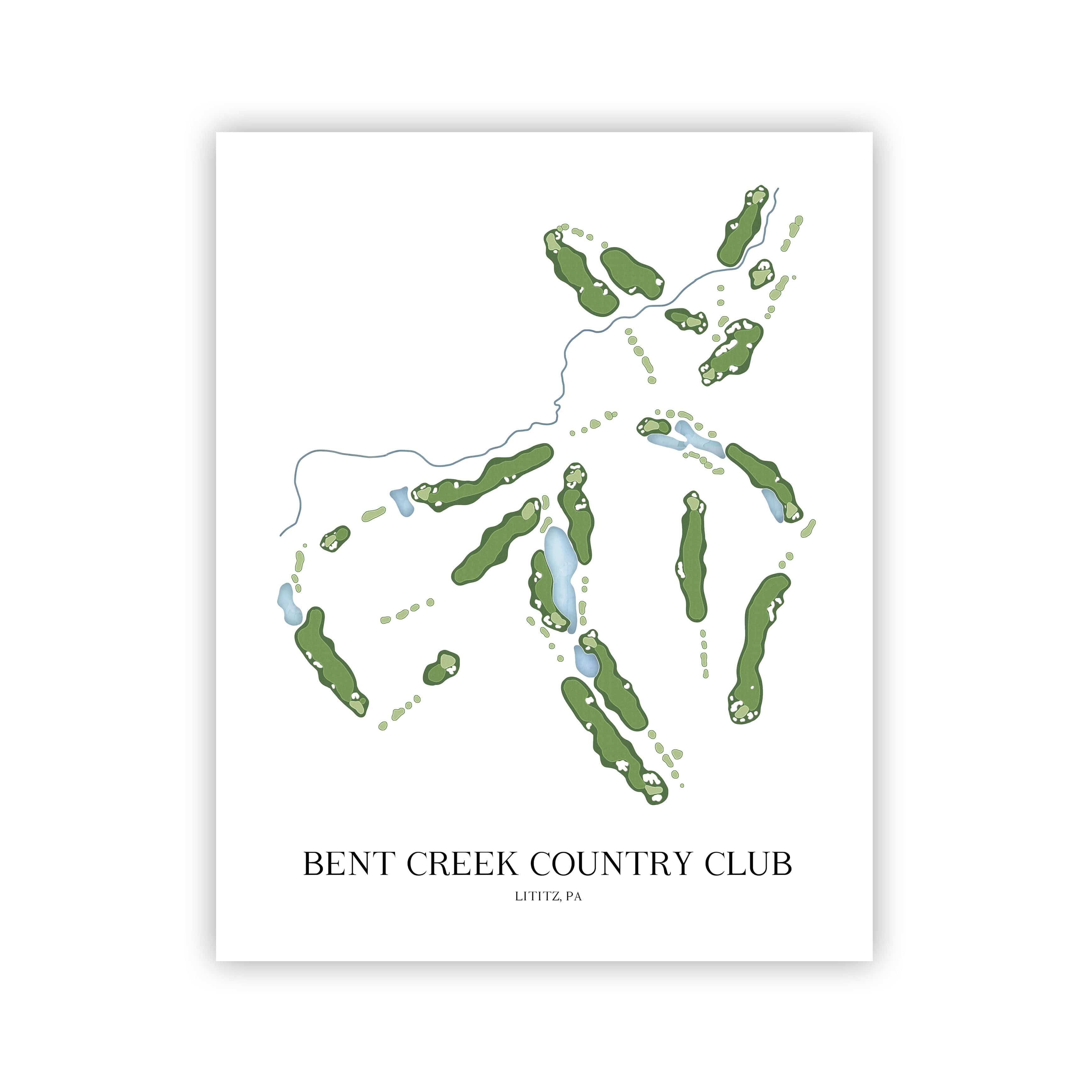 The 19th Hole Golf Shop - Golf Course Prints - Bent Creek Country Club Golf Course Map Golf Map