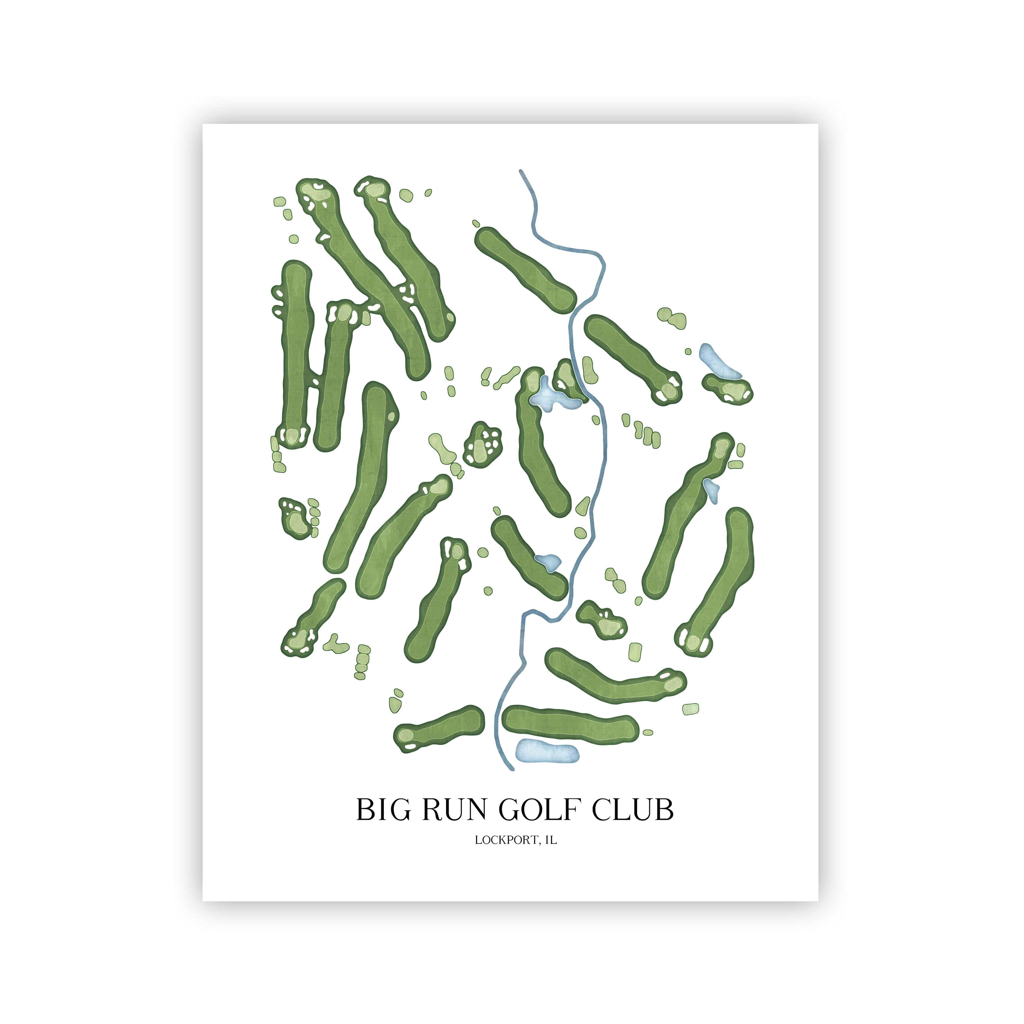The 19th Hole Golf Shop - Golf Course Prints - Big Run Golf Club Golf Course Map Golf Map